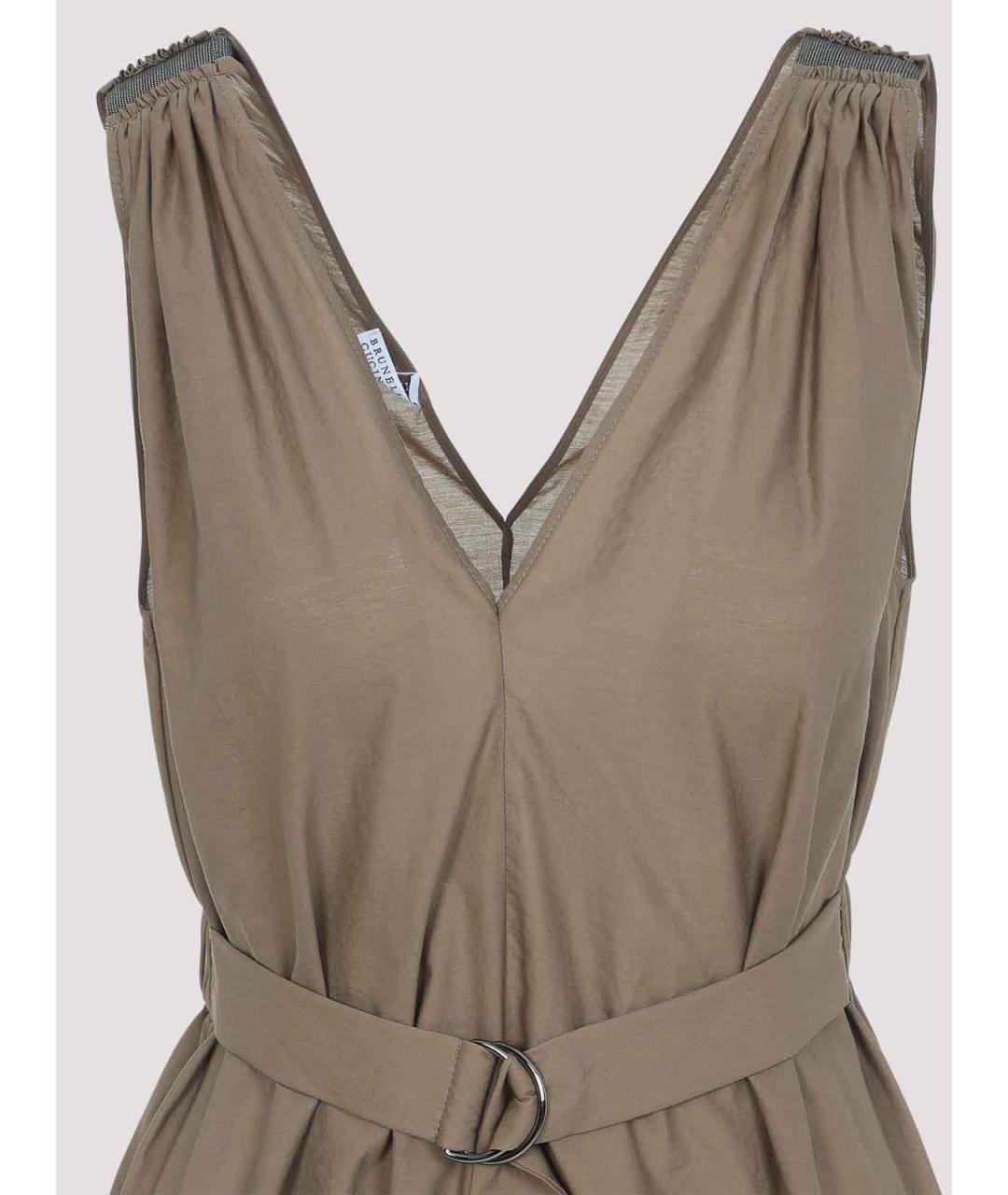 BRUNELLO CUCINELLI Коричневое хлопковое повседневное платье, фото 3