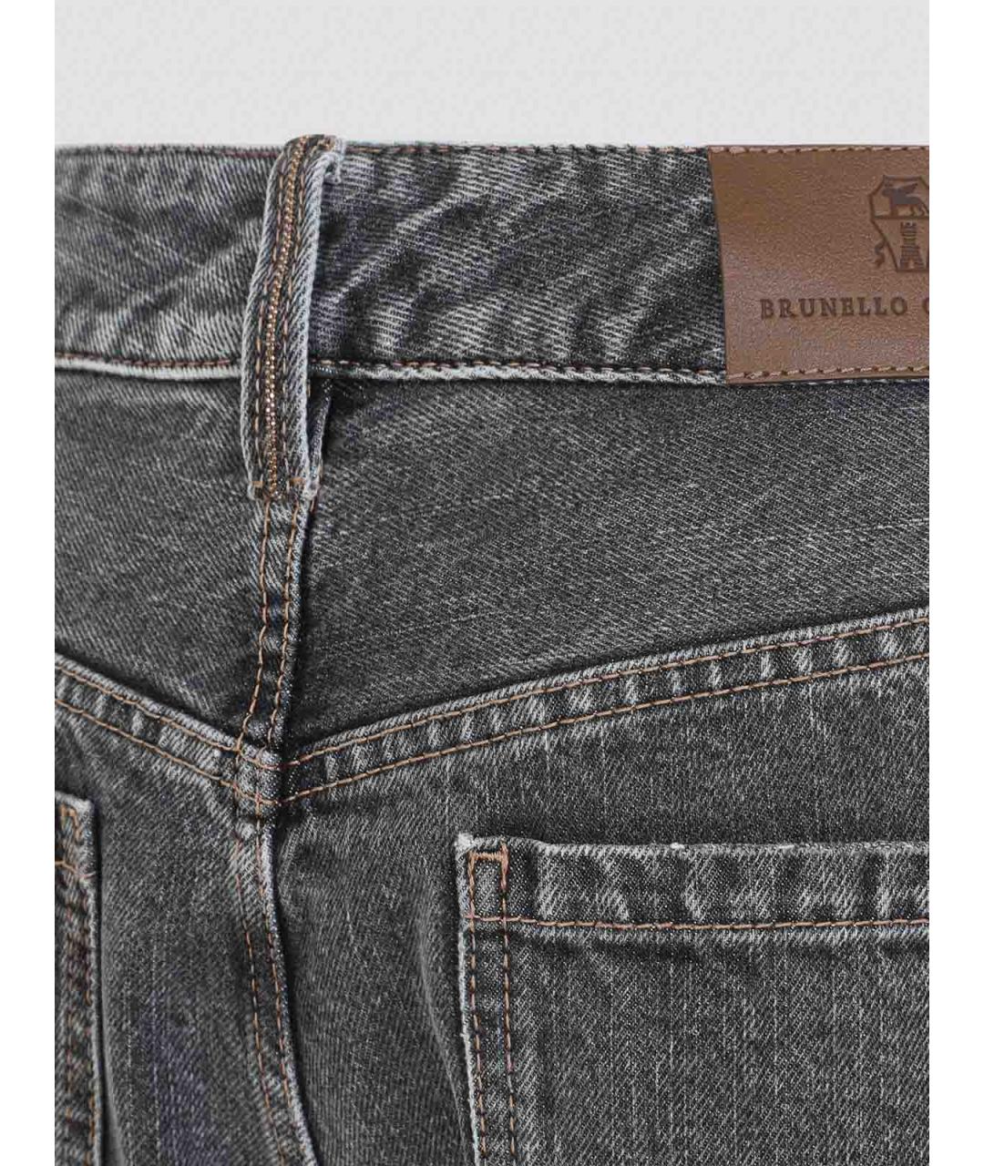 BRUNELLO CUCINELLI Серые хлопковые прямые джинсы, фото 3