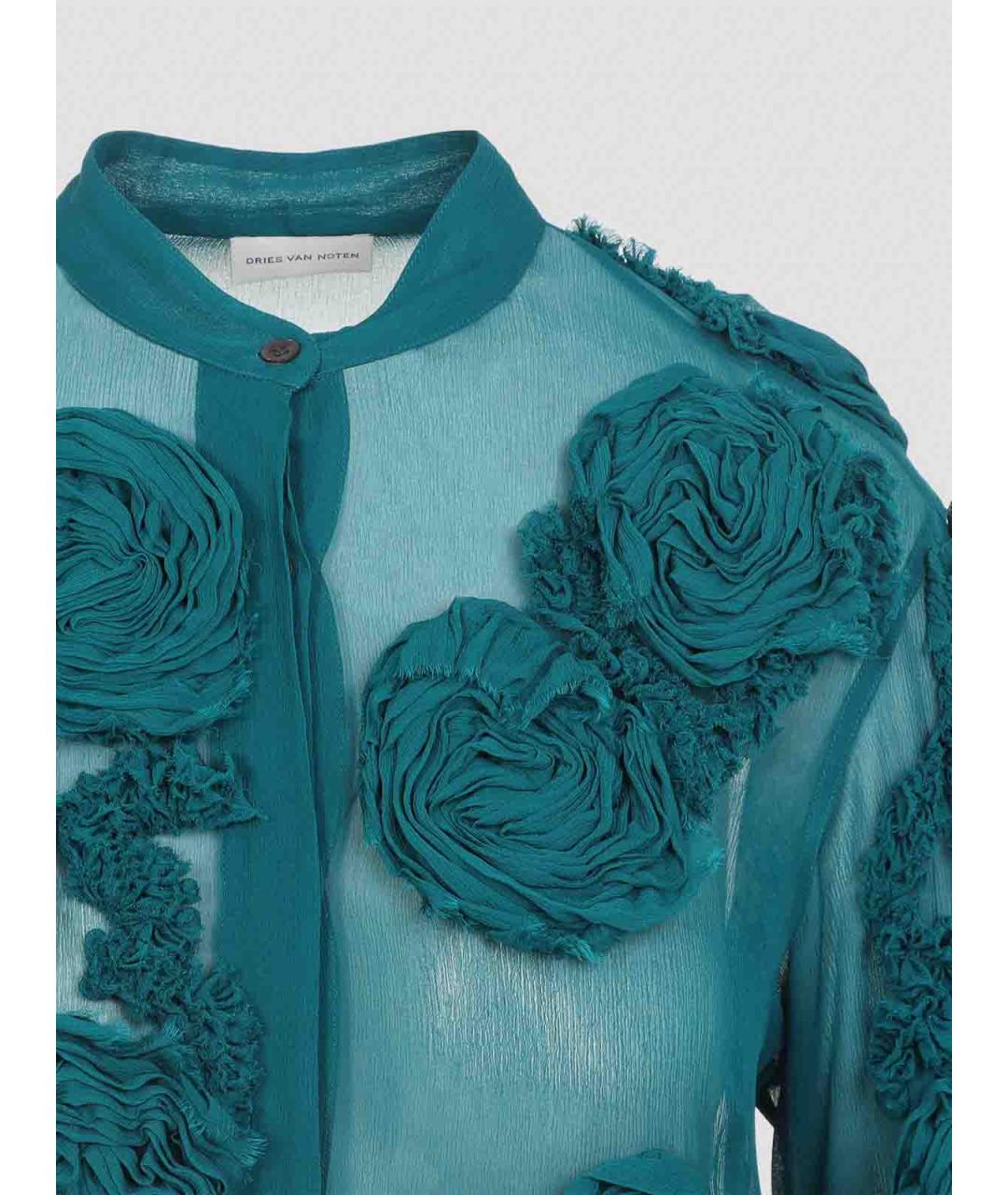 DRIES VAN NOTEN Бирюзовая вискозная рубашка, фото 4
