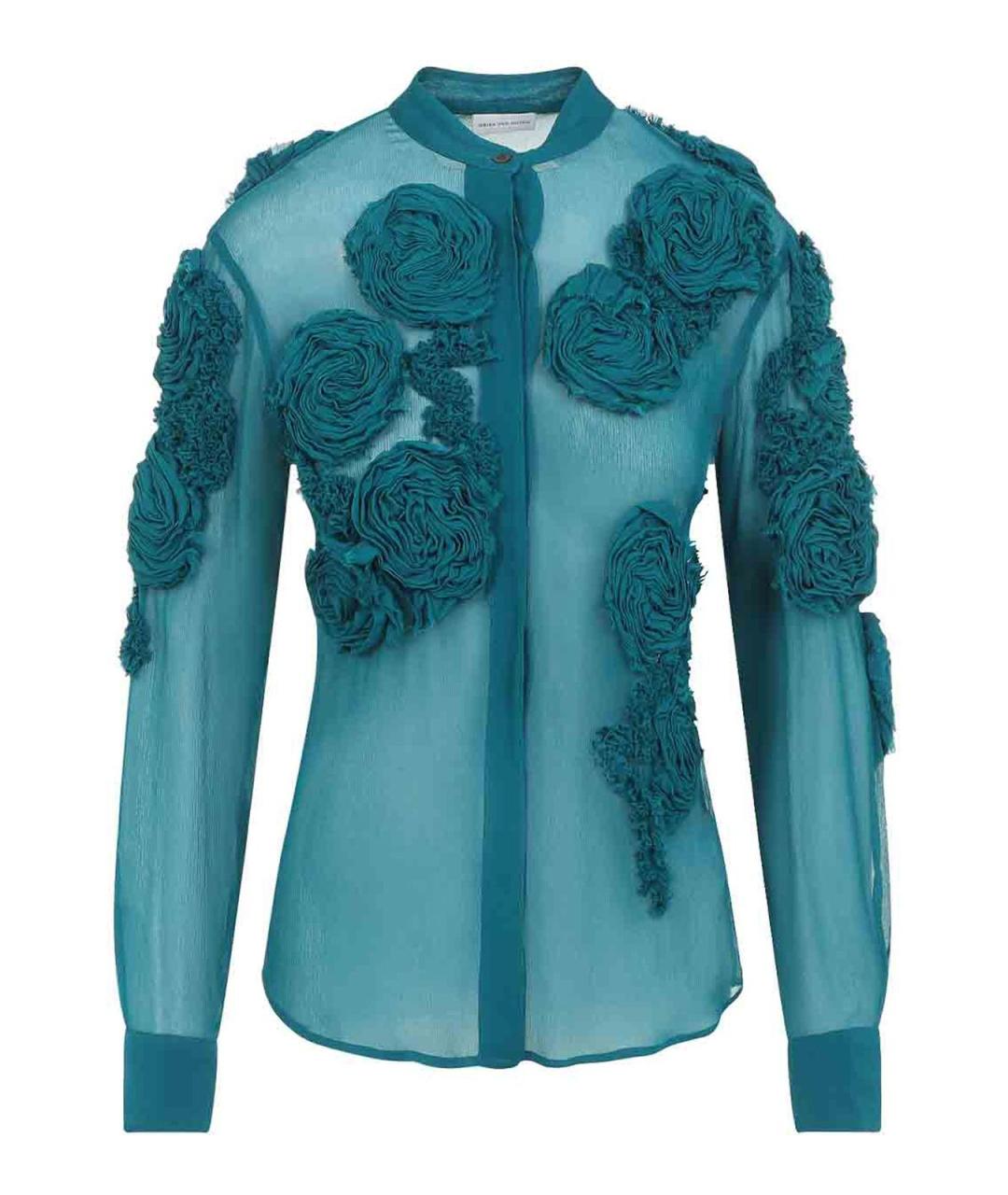 DRIES VAN NOTEN Бирюзовая вискозная рубашка, фото 1