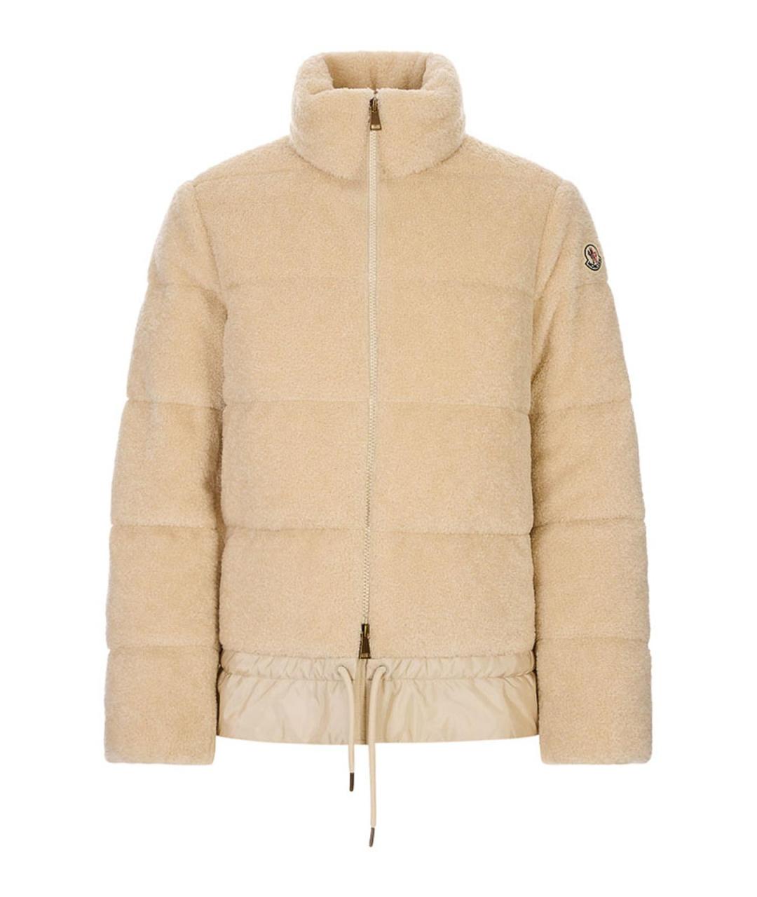 MONCLER Бежевый полиамидовый пуховик, фото 1