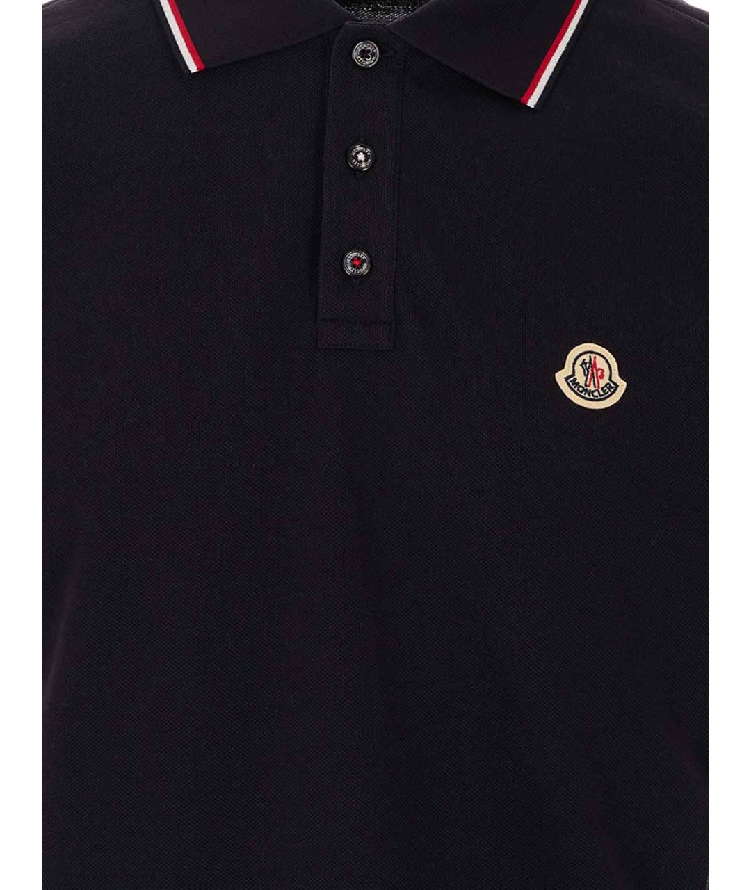 MONCLER Синее хлопковое поло с коротким рукавом, фото 3