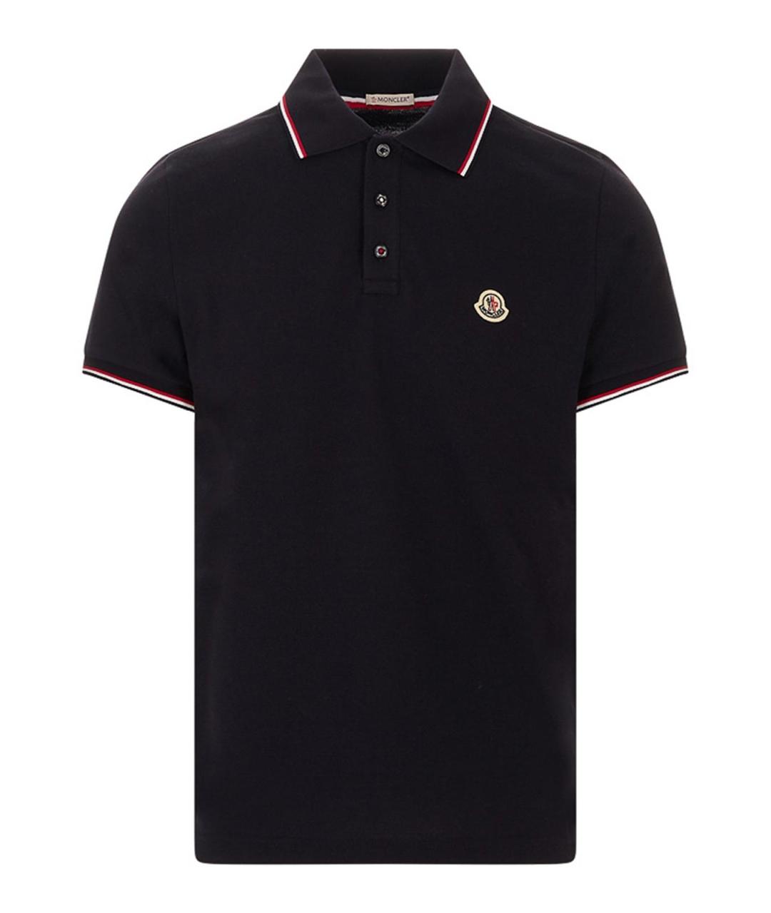 MONCLER Синее хлопковое поло с коротким рукавом, фото 1