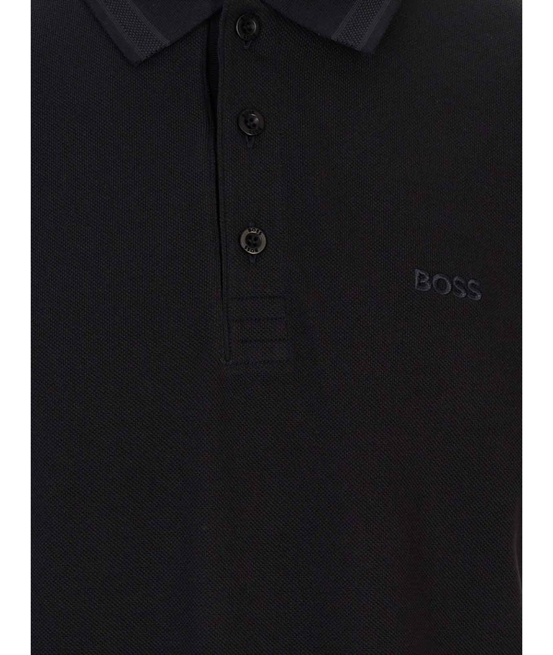 HUGO BOSS Темно-синее хлопковое поло с коротким рукавом, фото 3