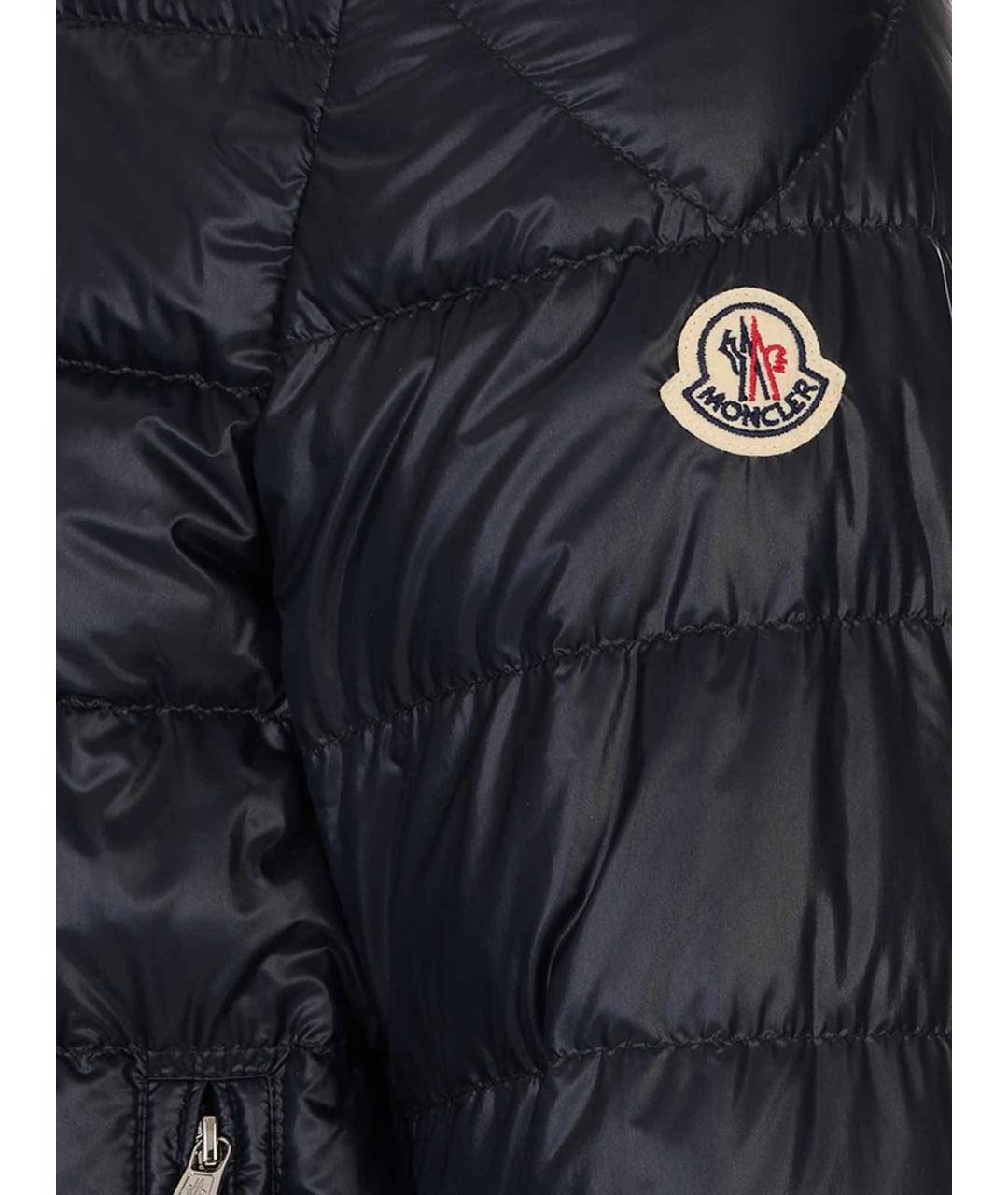 MONCLER Темно-синий полиамидовый пуховик, фото 3