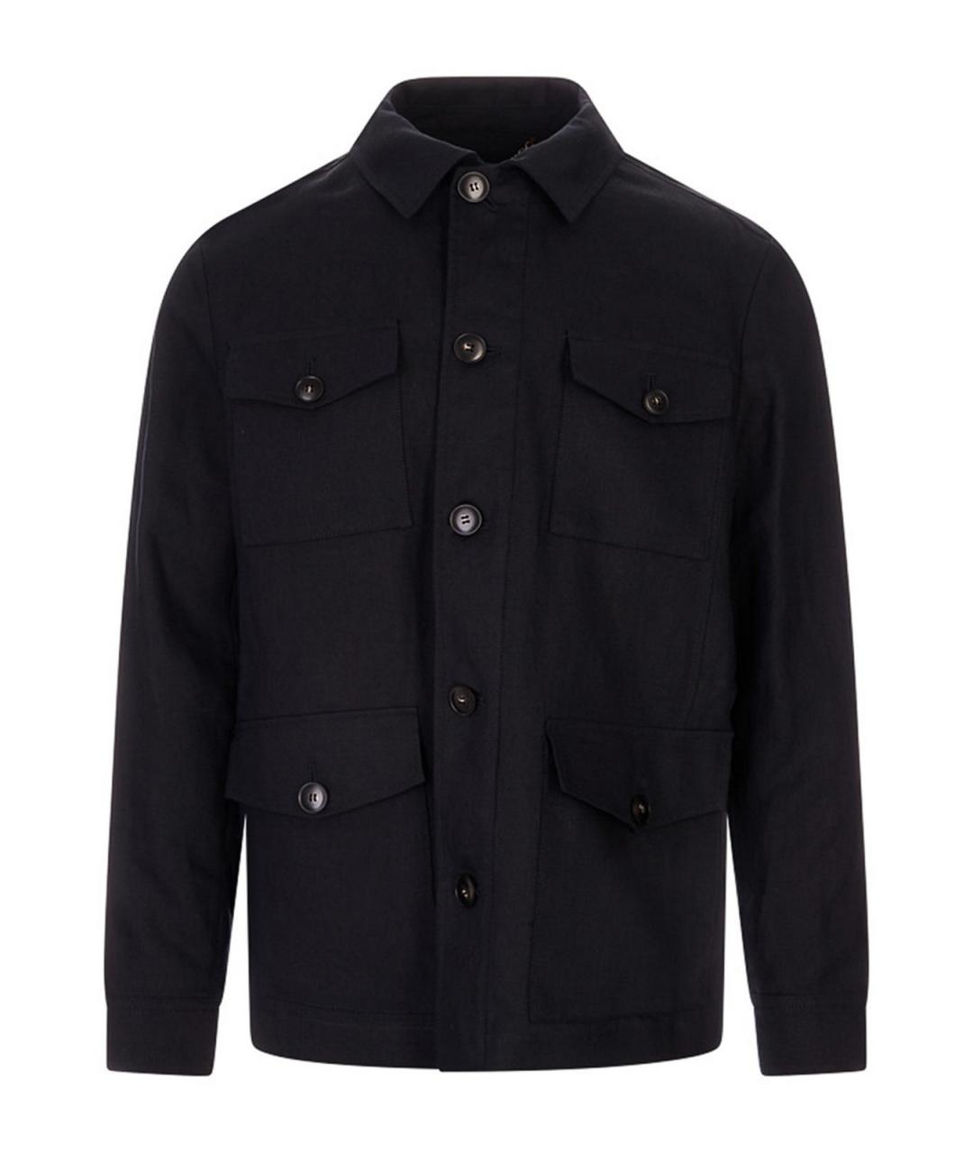 CANALI Синяя льняная кэжуал рубашка, фото 1