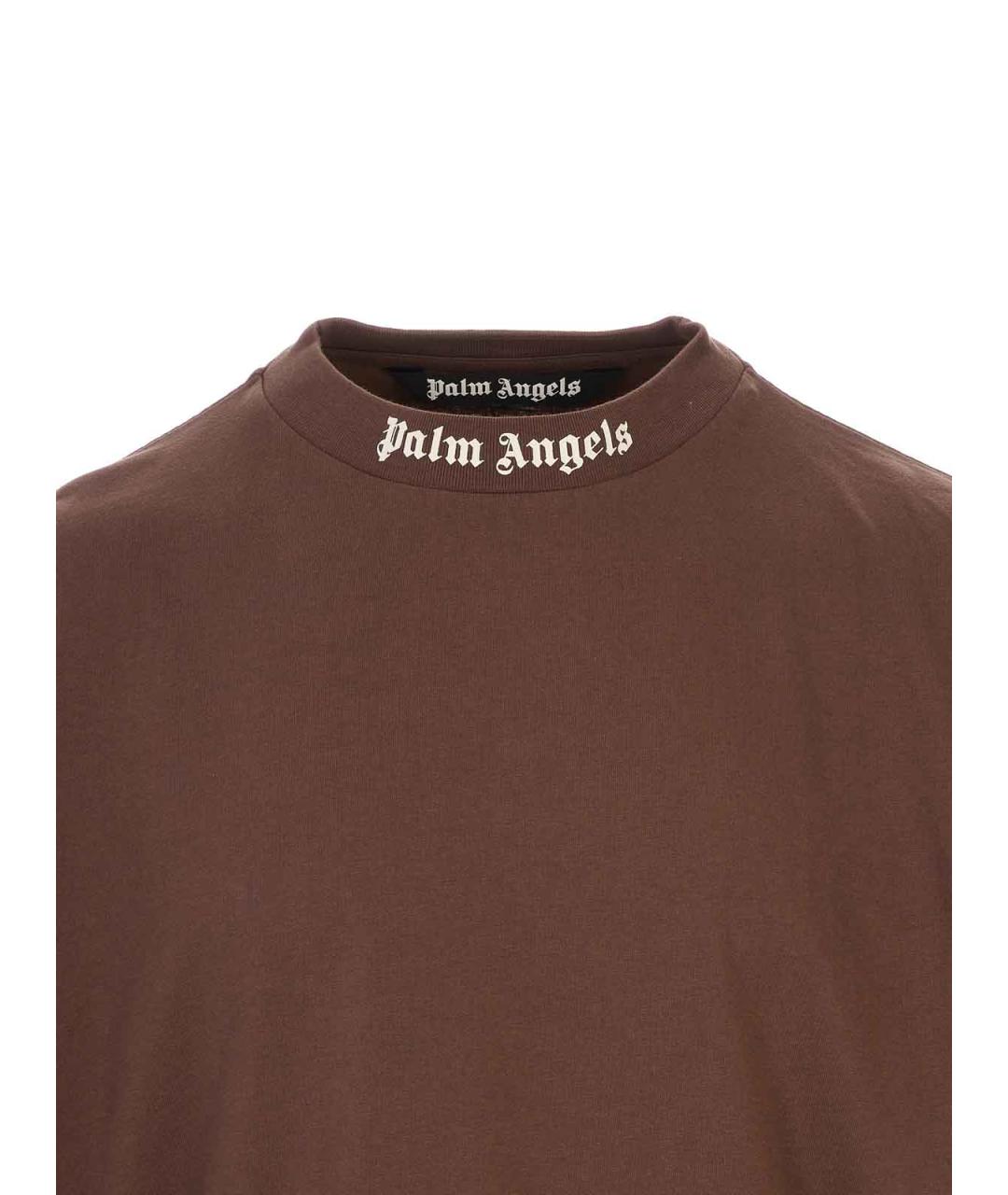 PALM ANGELS Коричневая хлопковая футболка, фото 3