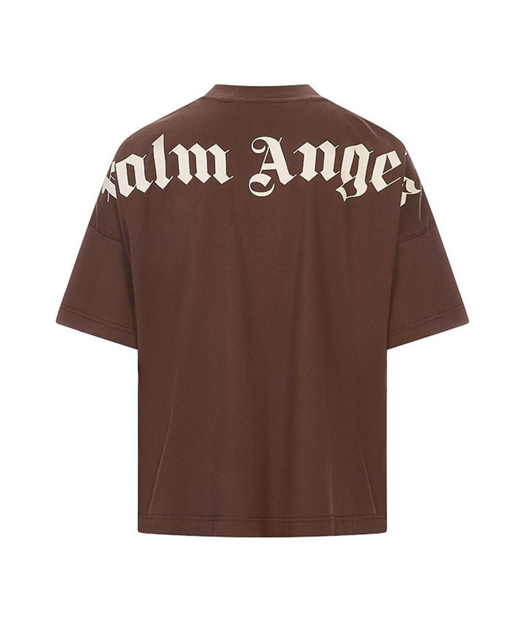 PALM ANGELS Коричневая хлопковая футболка, фото 2