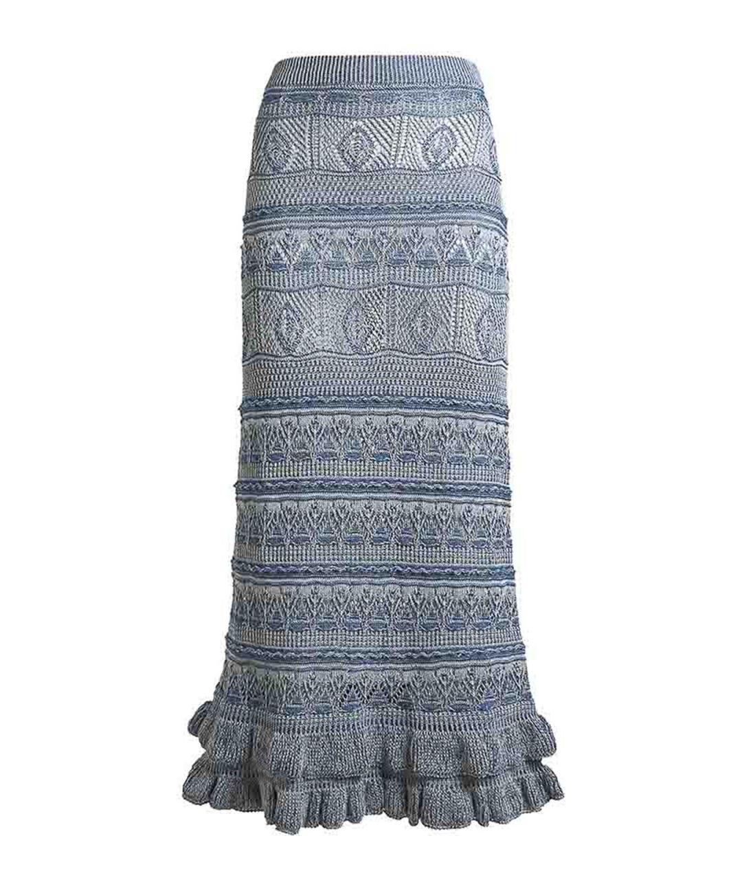 ETRO Синяя хлопковая юбка миди, фото 1