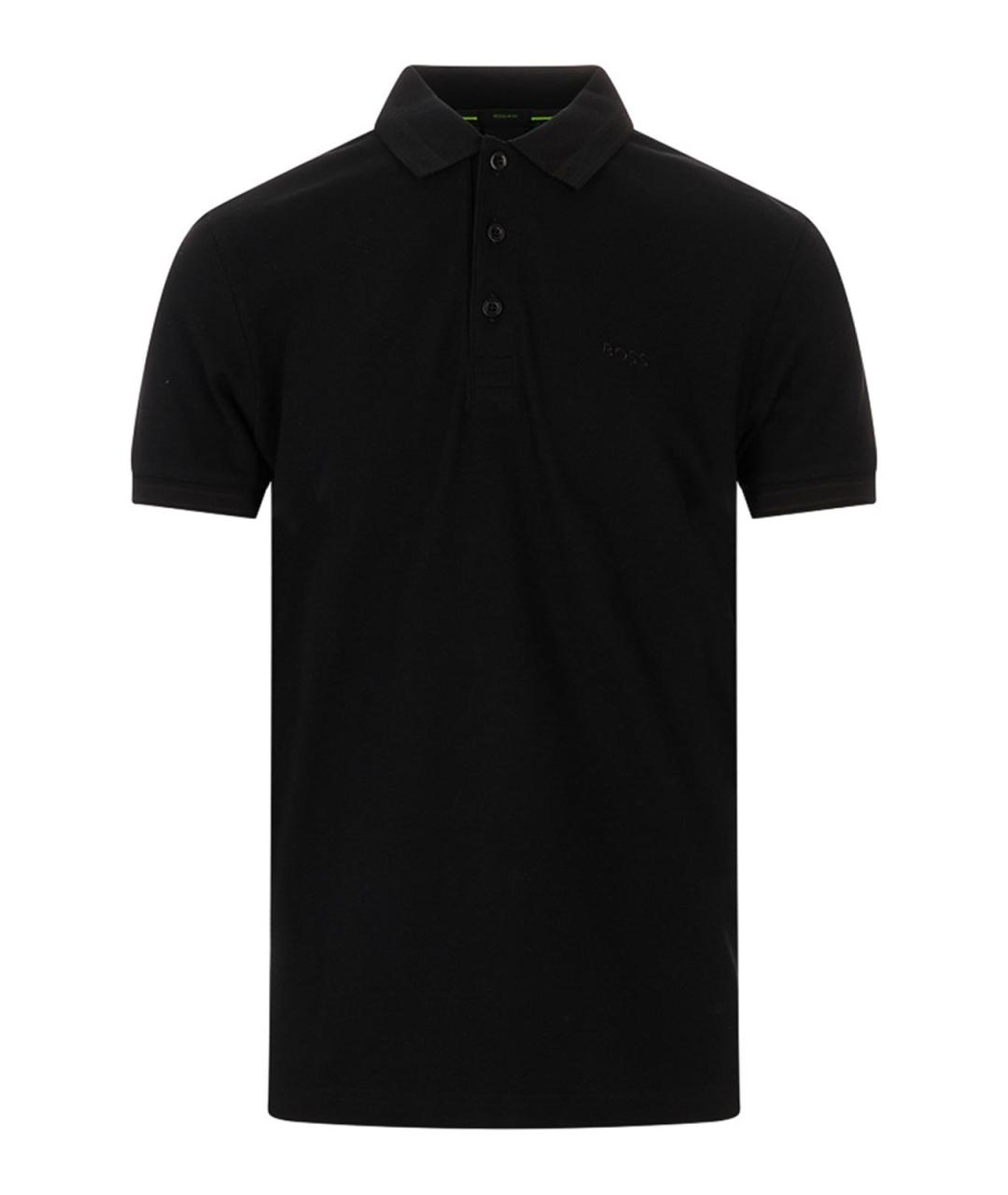 HUGO BOSS Черное хлопковое поло с коротким рукавом, фото 1