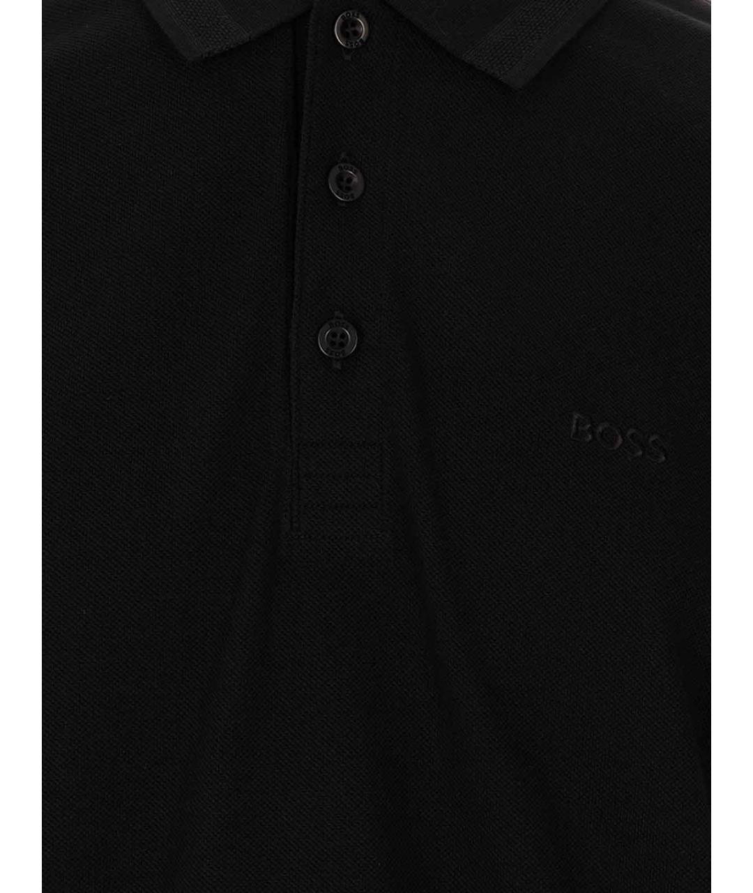 HUGO BOSS Черное хлопковое поло с коротким рукавом, фото 3