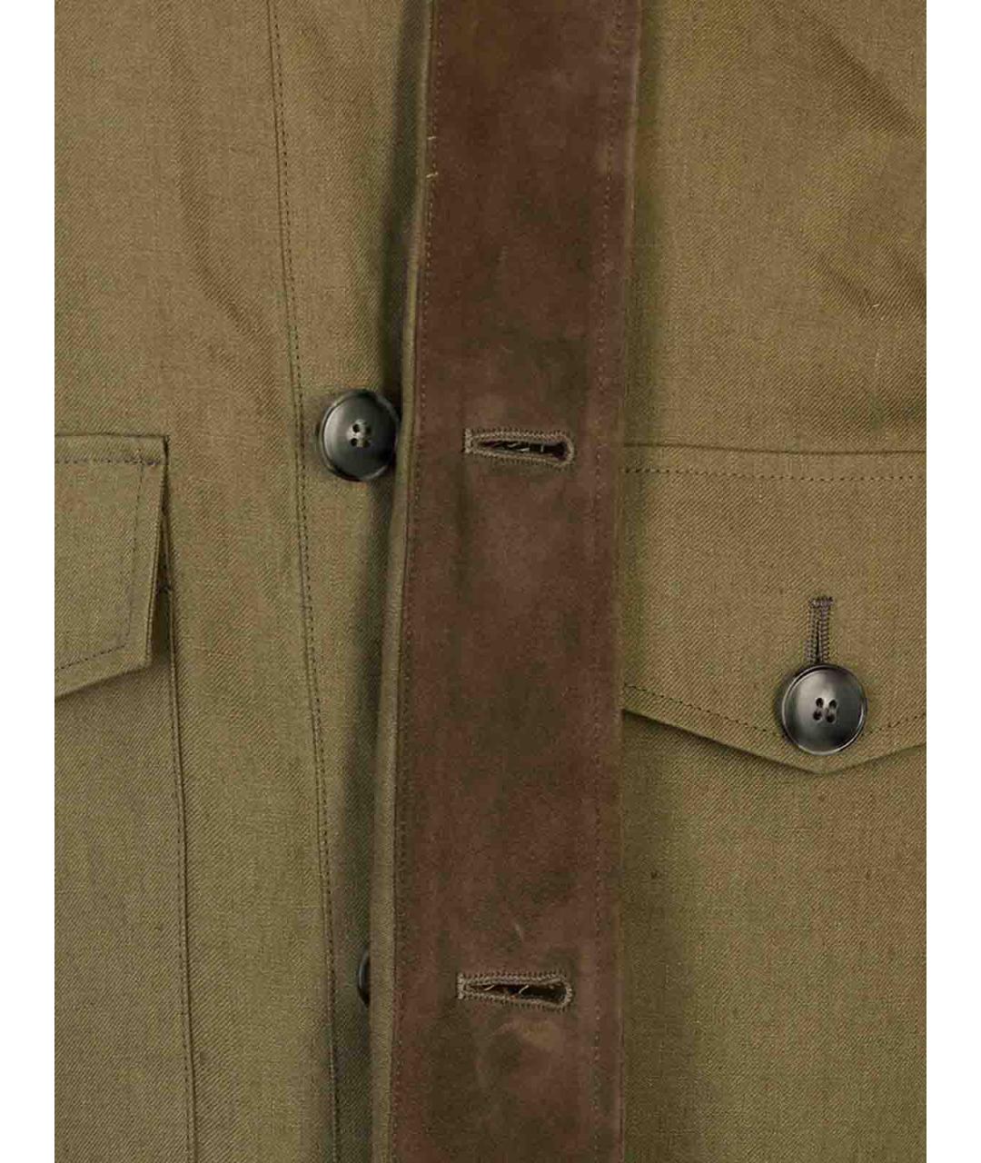 CANALI Зеленая льняная кэжуал рубашка, фото 3