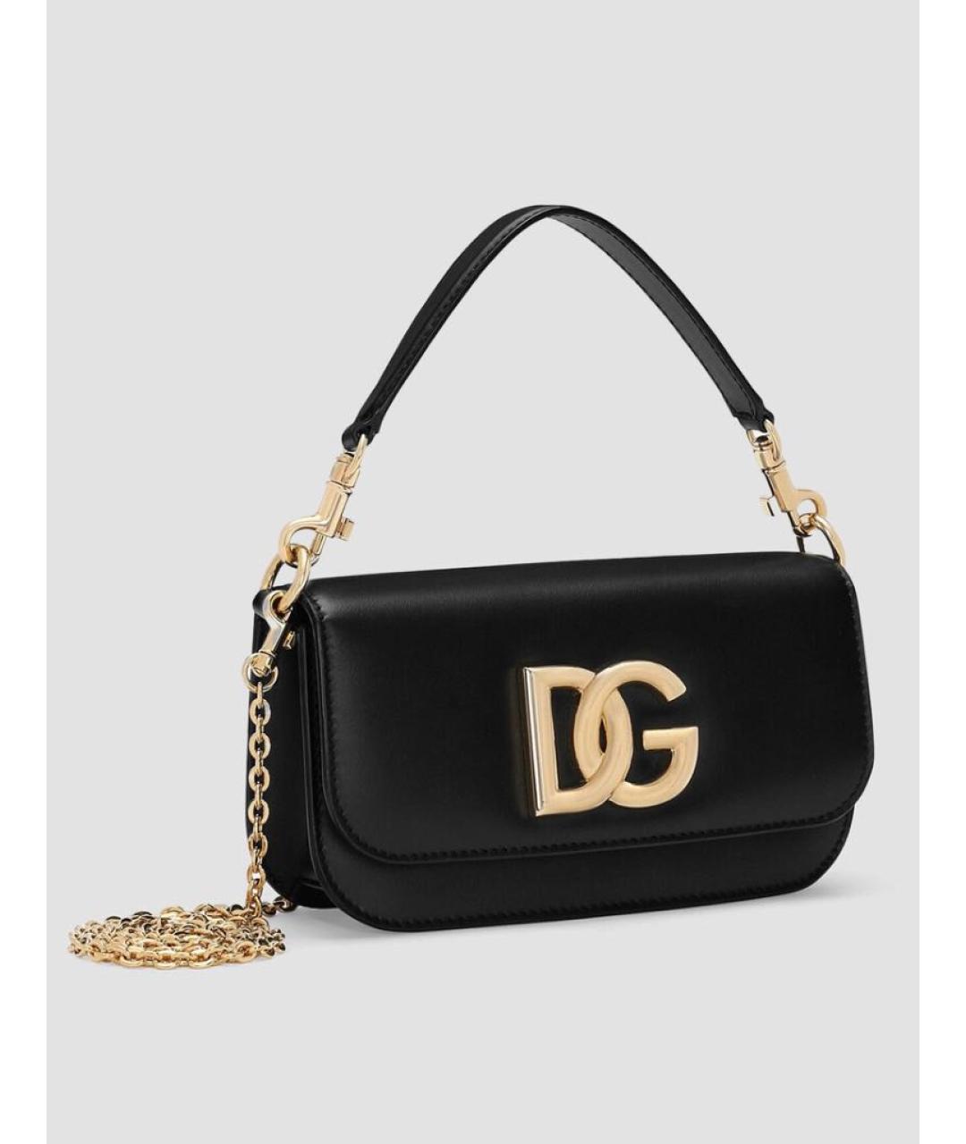 DOLCE&GABBANA Черная кожаная сумка с короткими ручками, фото 2