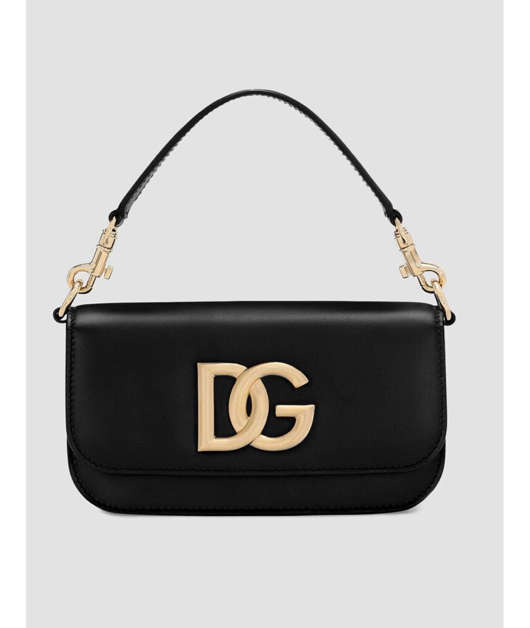 DOLCE&GABBANA Черная кожаная сумка с короткими ручками, фото 5