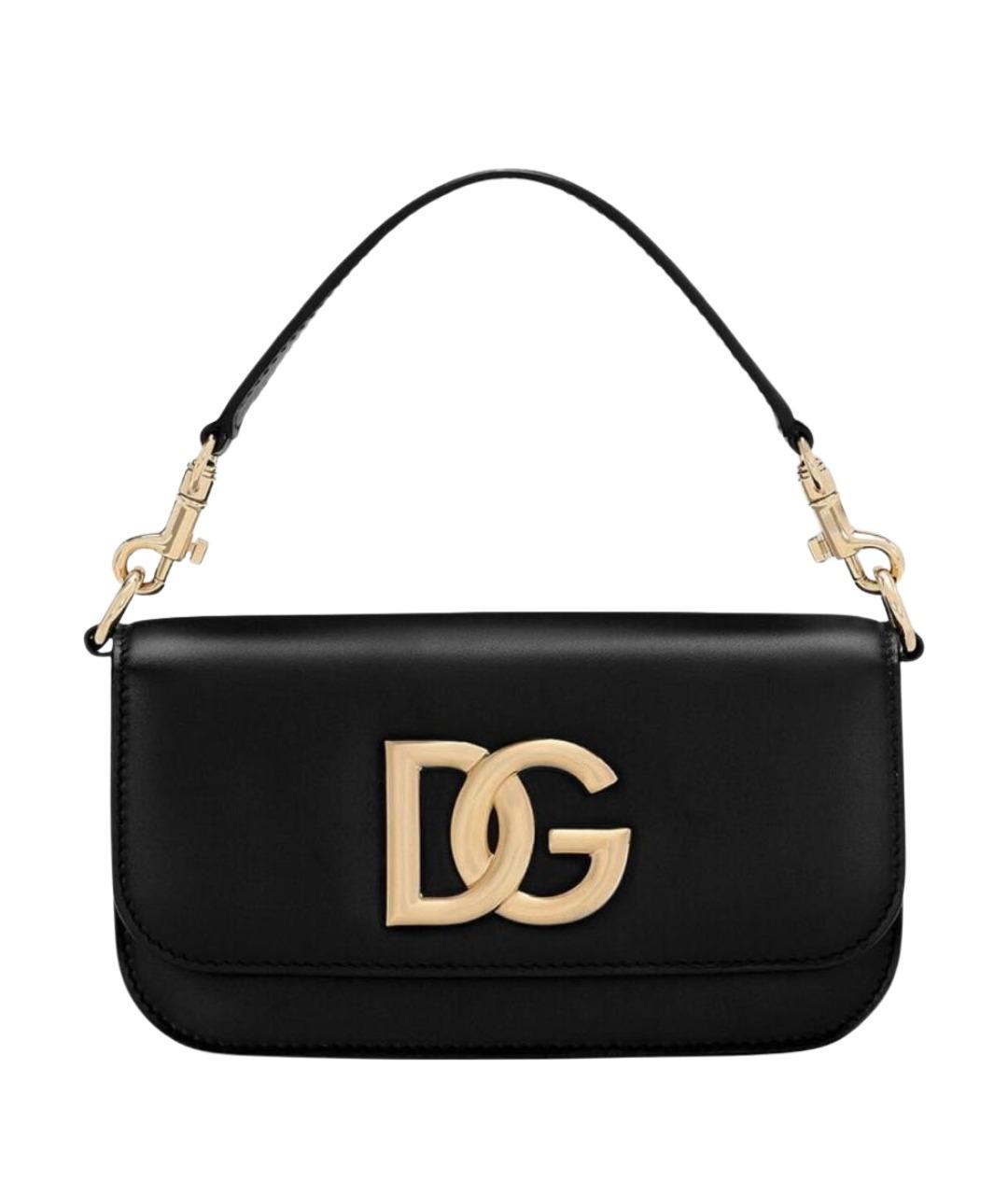 DOLCE&GABBANA Черная кожаная сумка с короткими ручками, фото 1