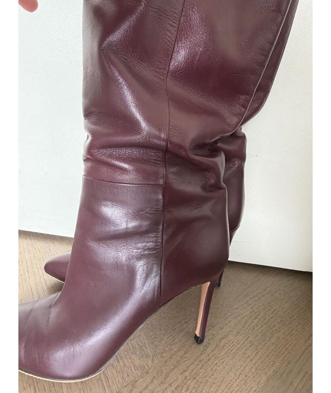 GUCCI Бордовые кожаные сапоги, фото 4