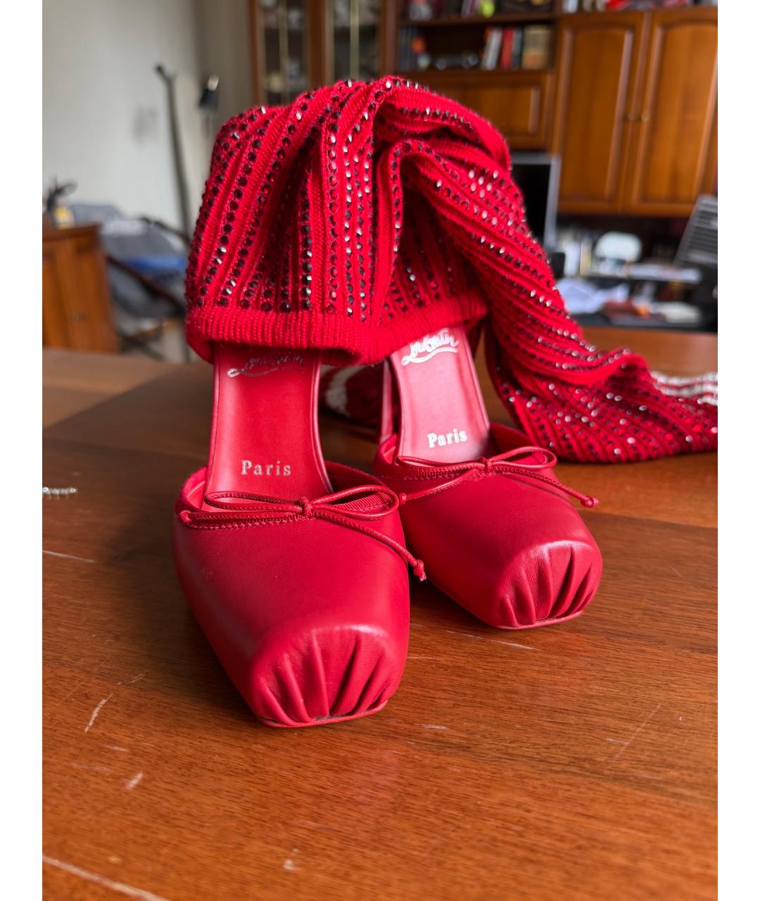 CHRISTIAN LOUBOUTIN Красные кожаные туфли, фото 2
