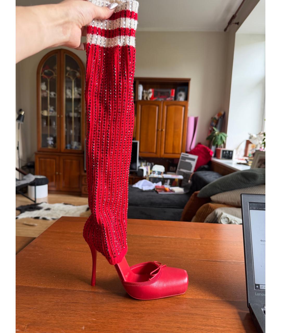 CHRISTIAN LOUBOUTIN Красные кожаные туфли, фото 3