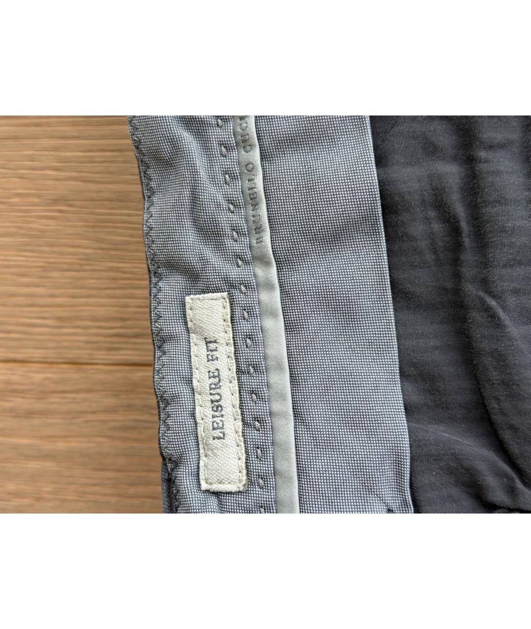 BRUNELLO CUCINELLI Антрацитовые хлопковые брюки чинос, фото 6