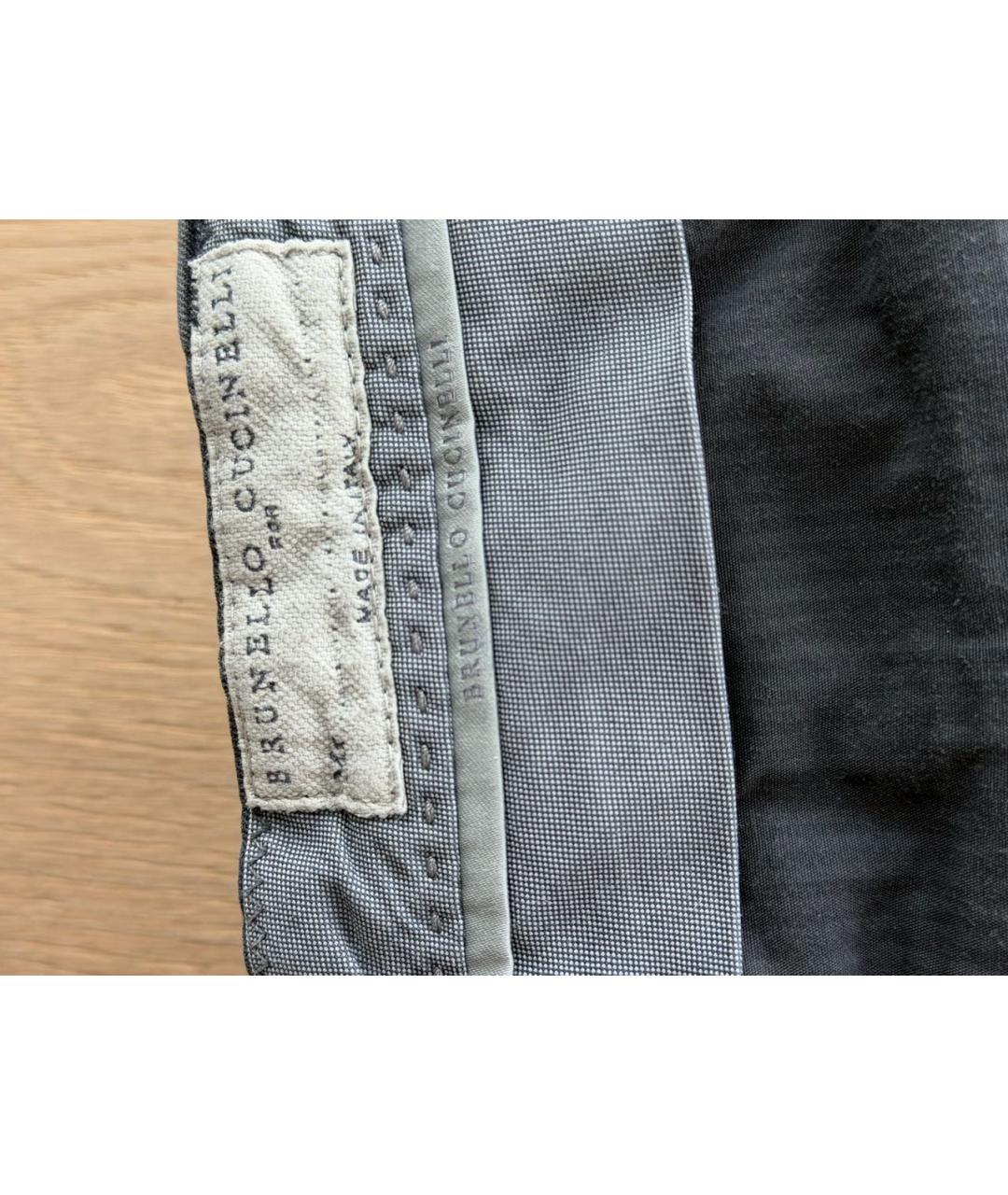 BRUNELLO CUCINELLI Антрацитовые хлопковые брюки чинос, фото 5