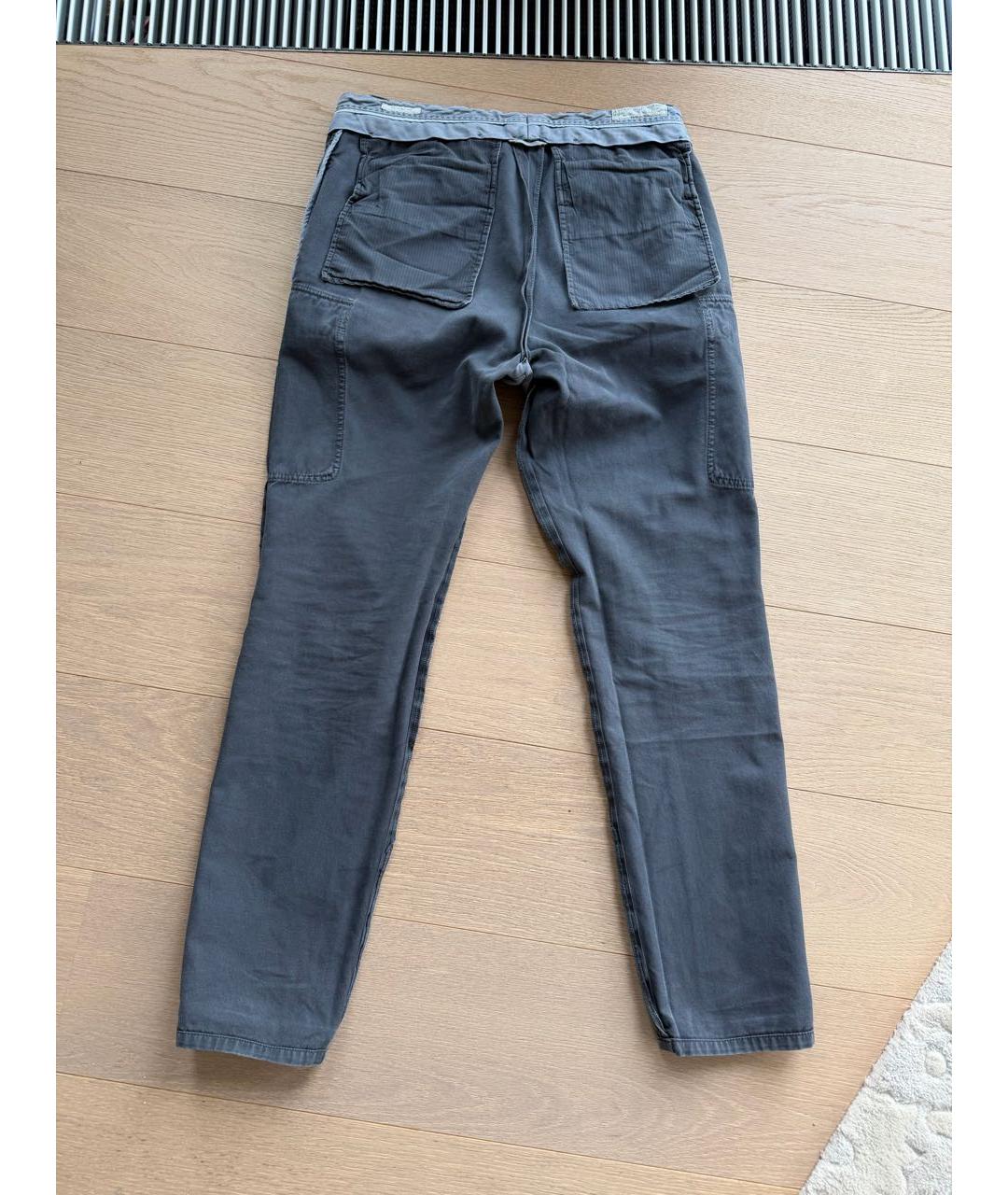 BRUNELLO CUCINELLI Антрацитовые хлопковые брюки чинос, фото 3