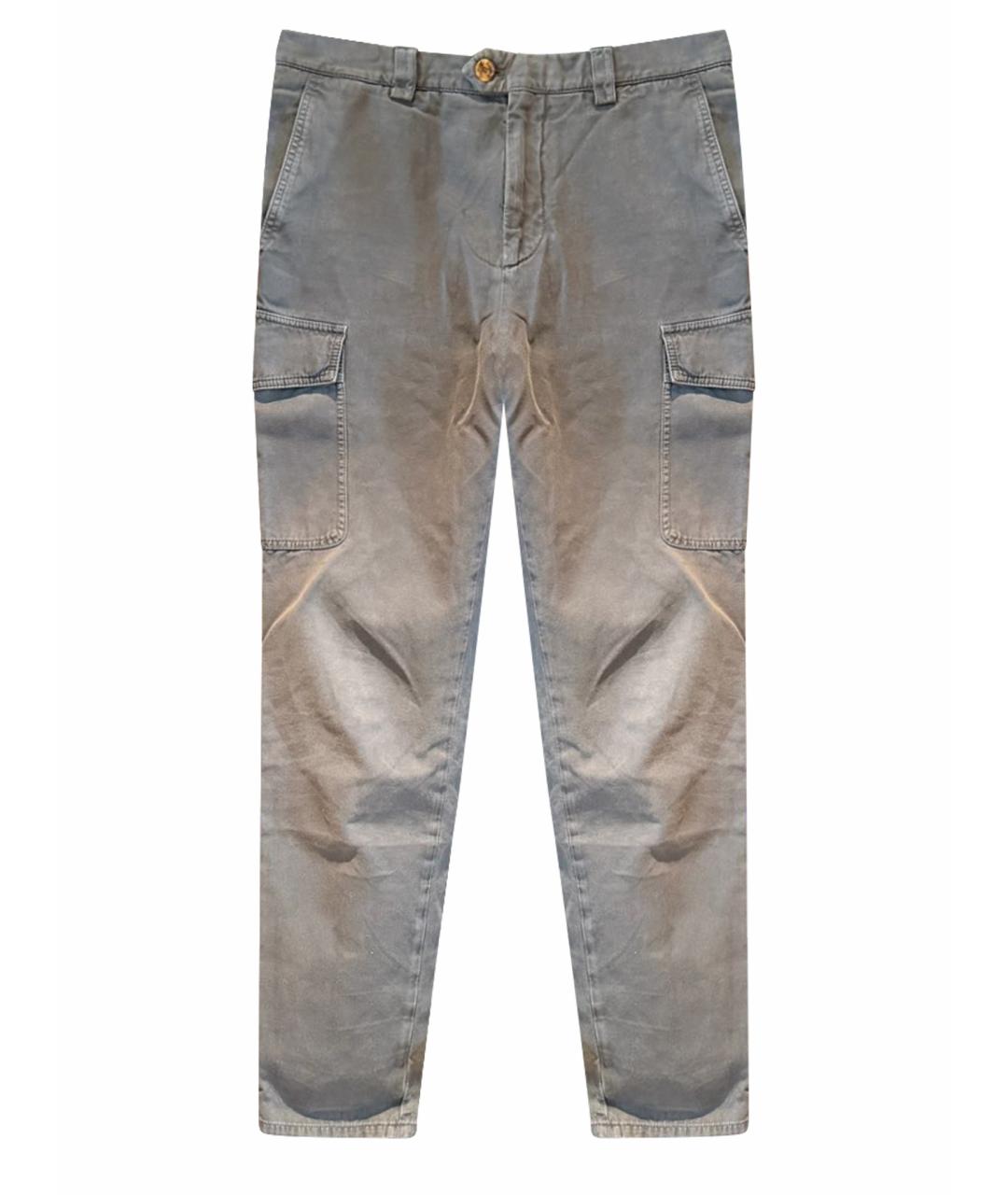 BRUNELLO CUCINELLI Антрацитовые хлопковые брюки чинос, фото 1