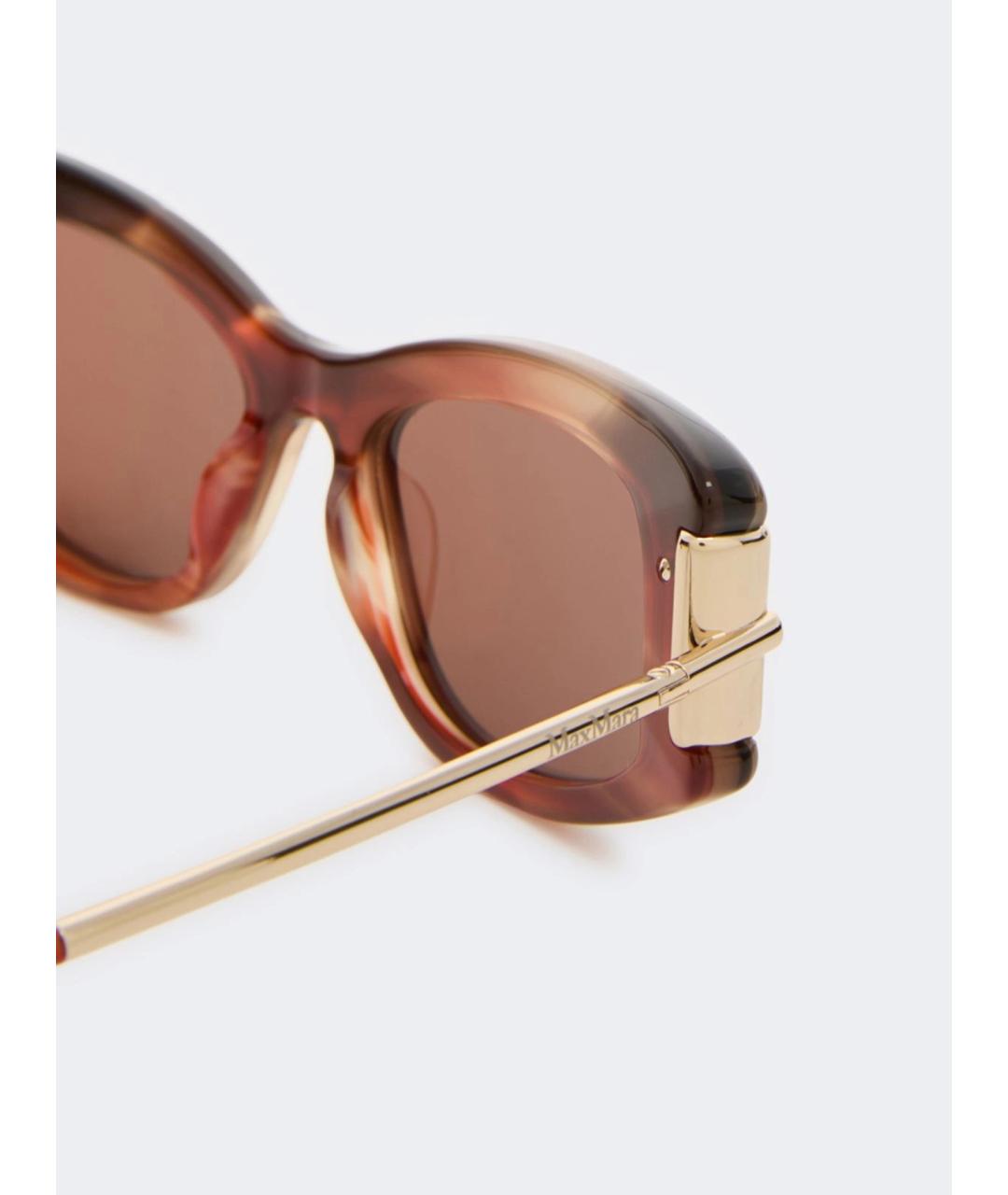 MAX MARA Коричневые металлические солнцезащитные очки, фото 4
