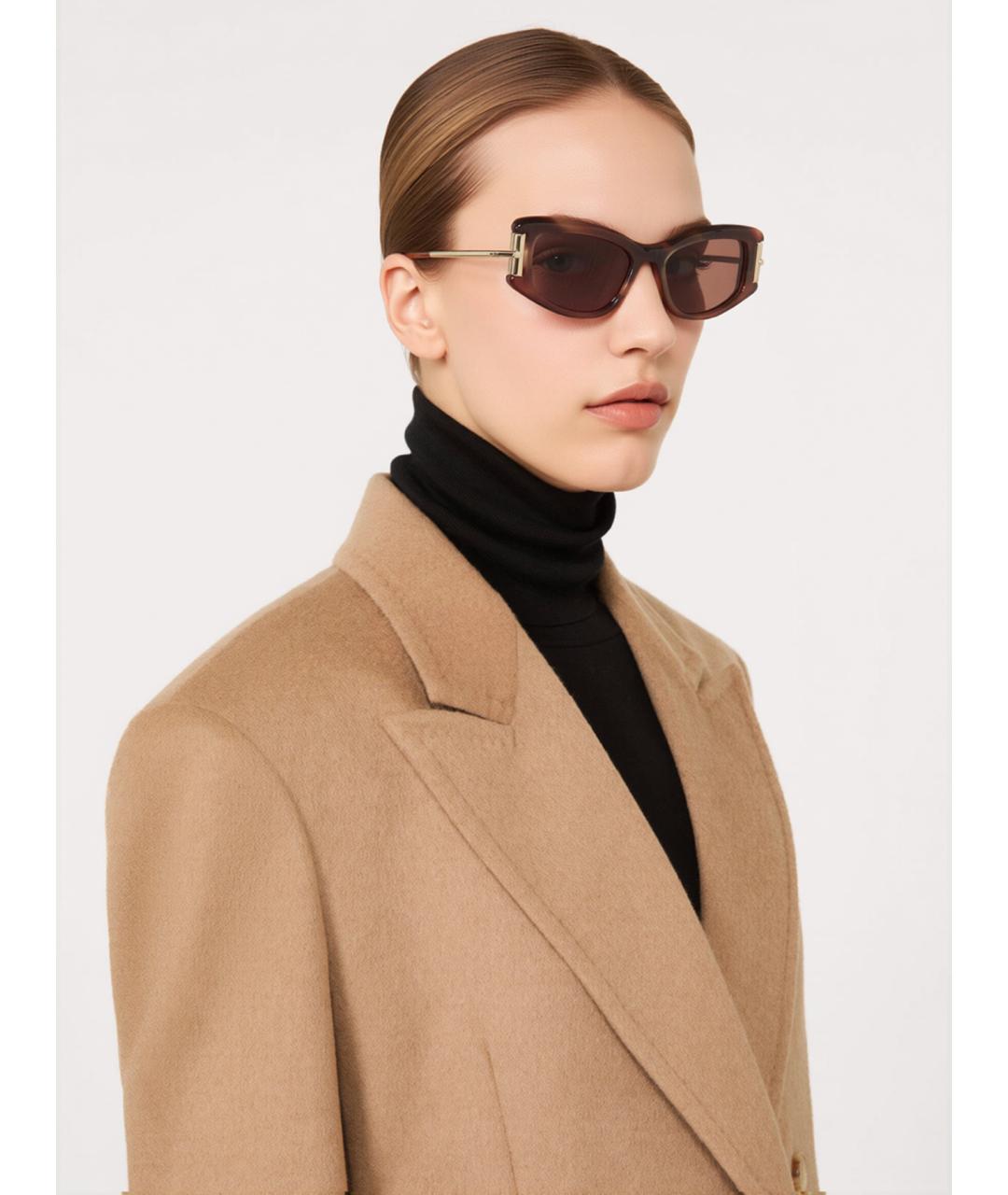 MAX MARA Коричневые металлические солнцезащитные очки, фото 2