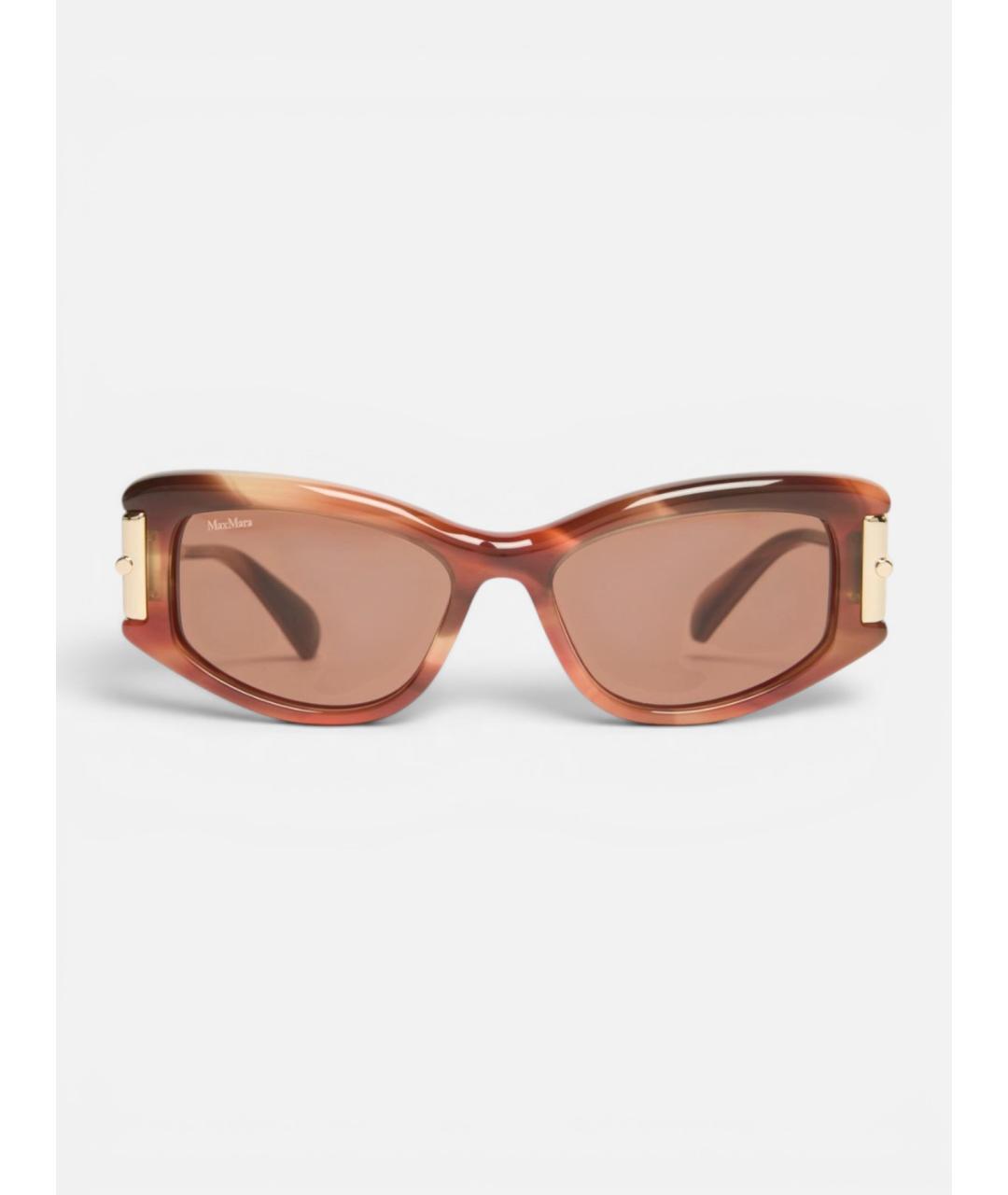 MAX MARA Коричневые металлические солнцезащитные очки, фото 1