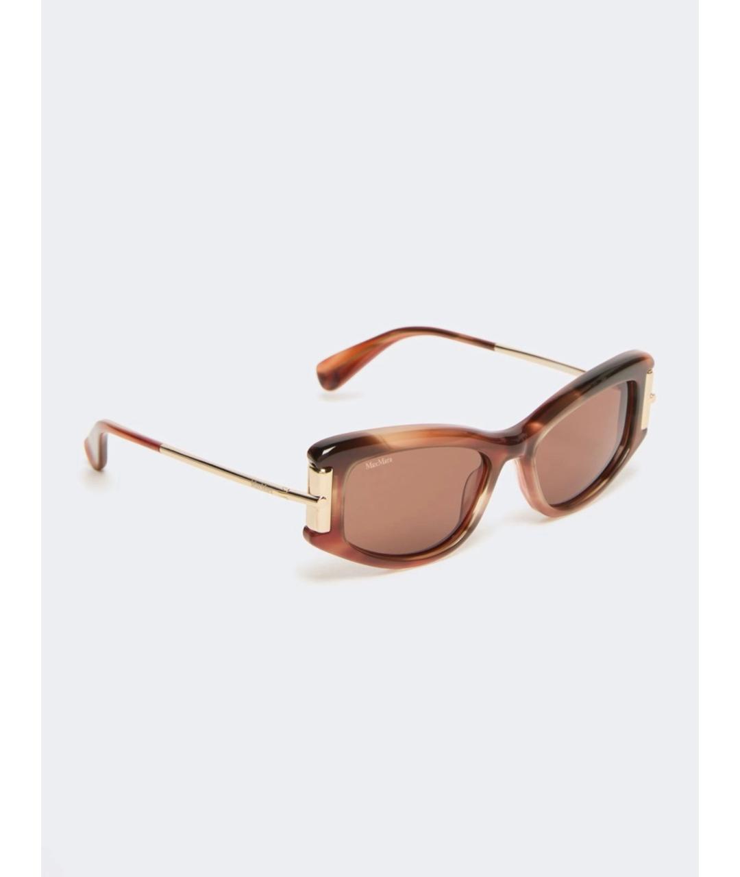 MAX MARA Коричневые металлические солнцезащитные очки, фото 3
