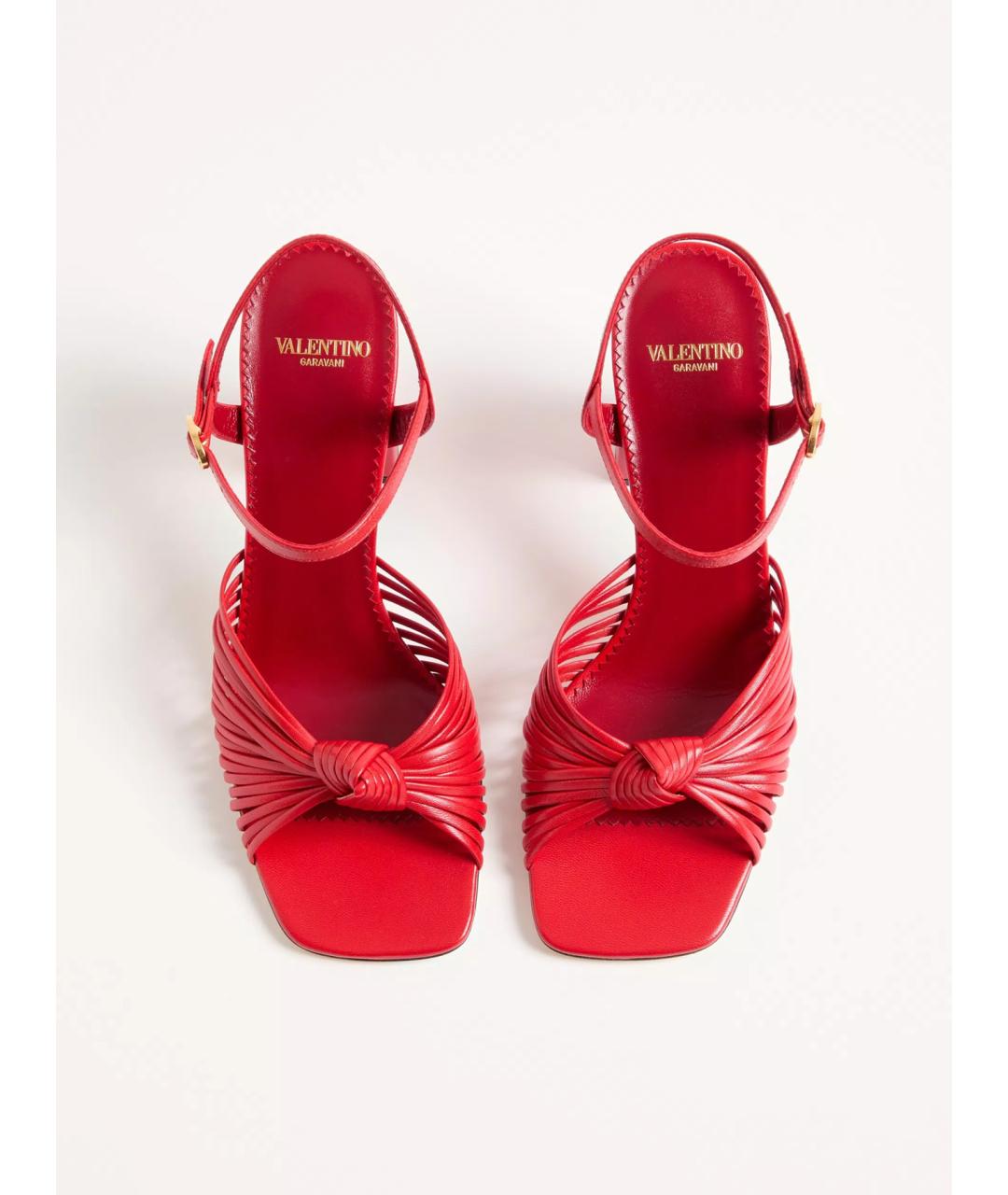 VALENTINO Красные кожаные босоножки, фото 3