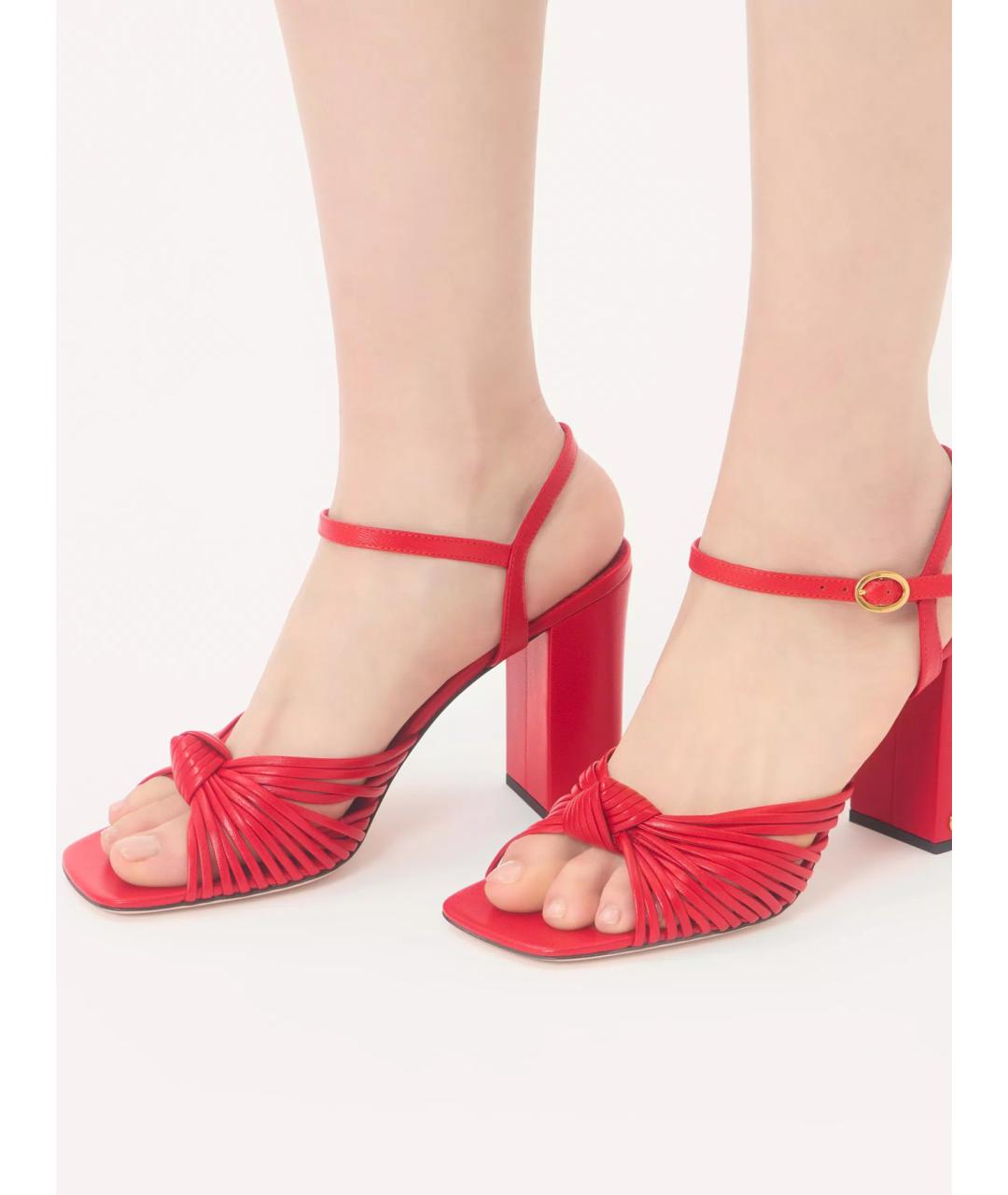 VALENTINO Красные кожаные босоножки, фото 2