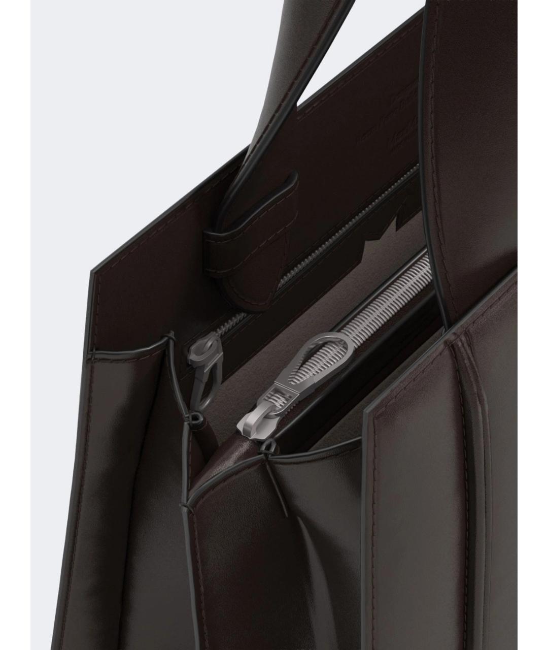 MAX MARA Коричневая кожаная сумка с короткими ручками, фото 3
