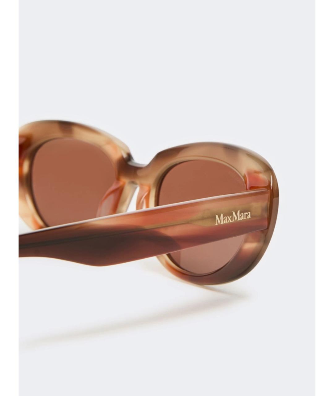 MAX MARA Коричневые пластиковые солнцезащитные очки, фото 3