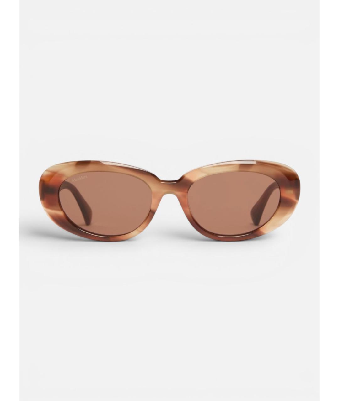 MAX MARA Коричневые пластиковые солнцезащитные очки, фото 1