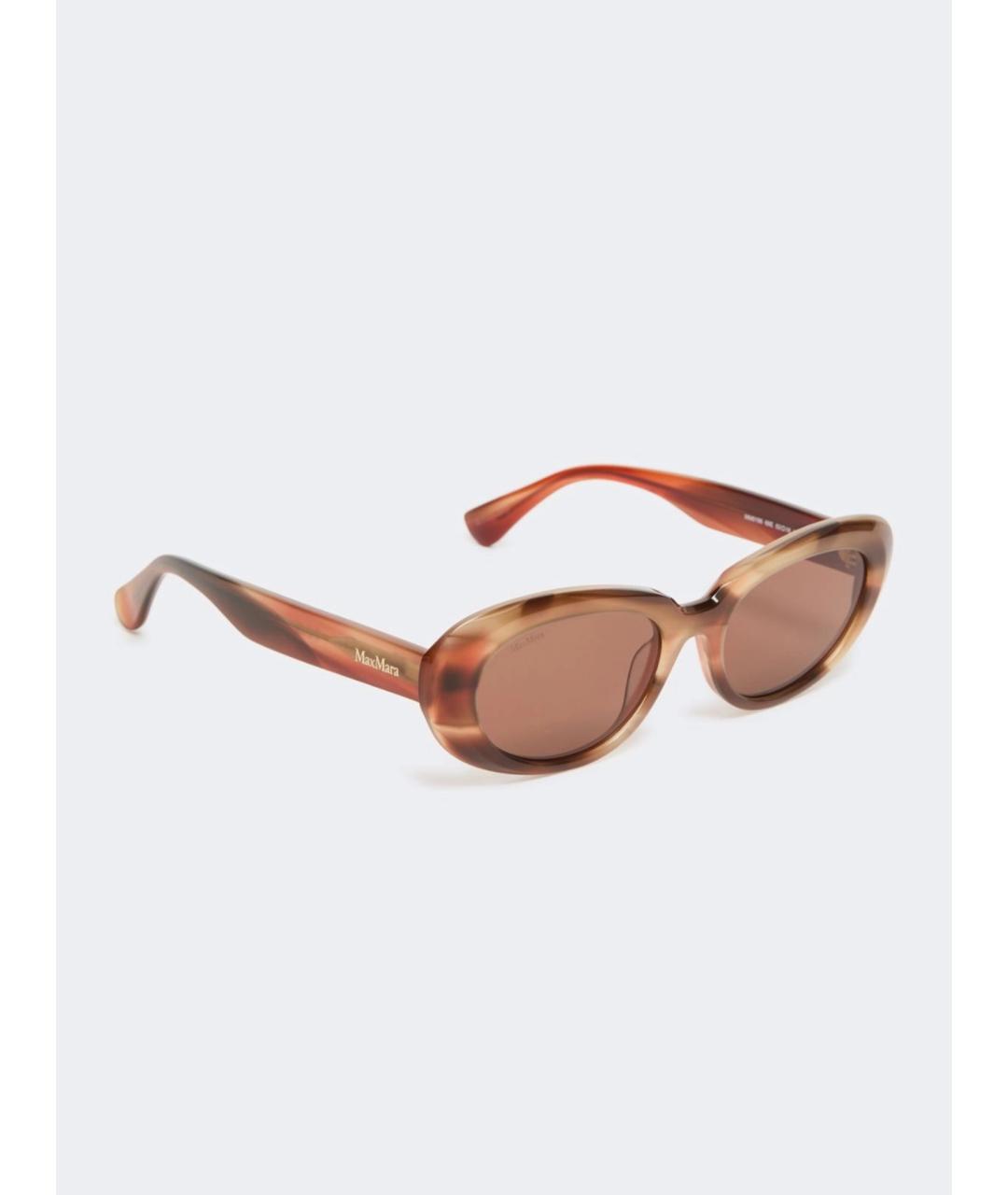 MAX MARA Коричневые пластиковые солнцезащитные очки, фото 2