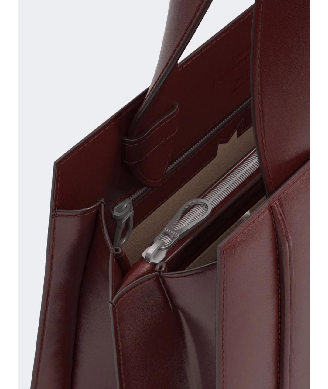 MAX MARA Бордовая кожаная сумка с короткими ручками, фото 3