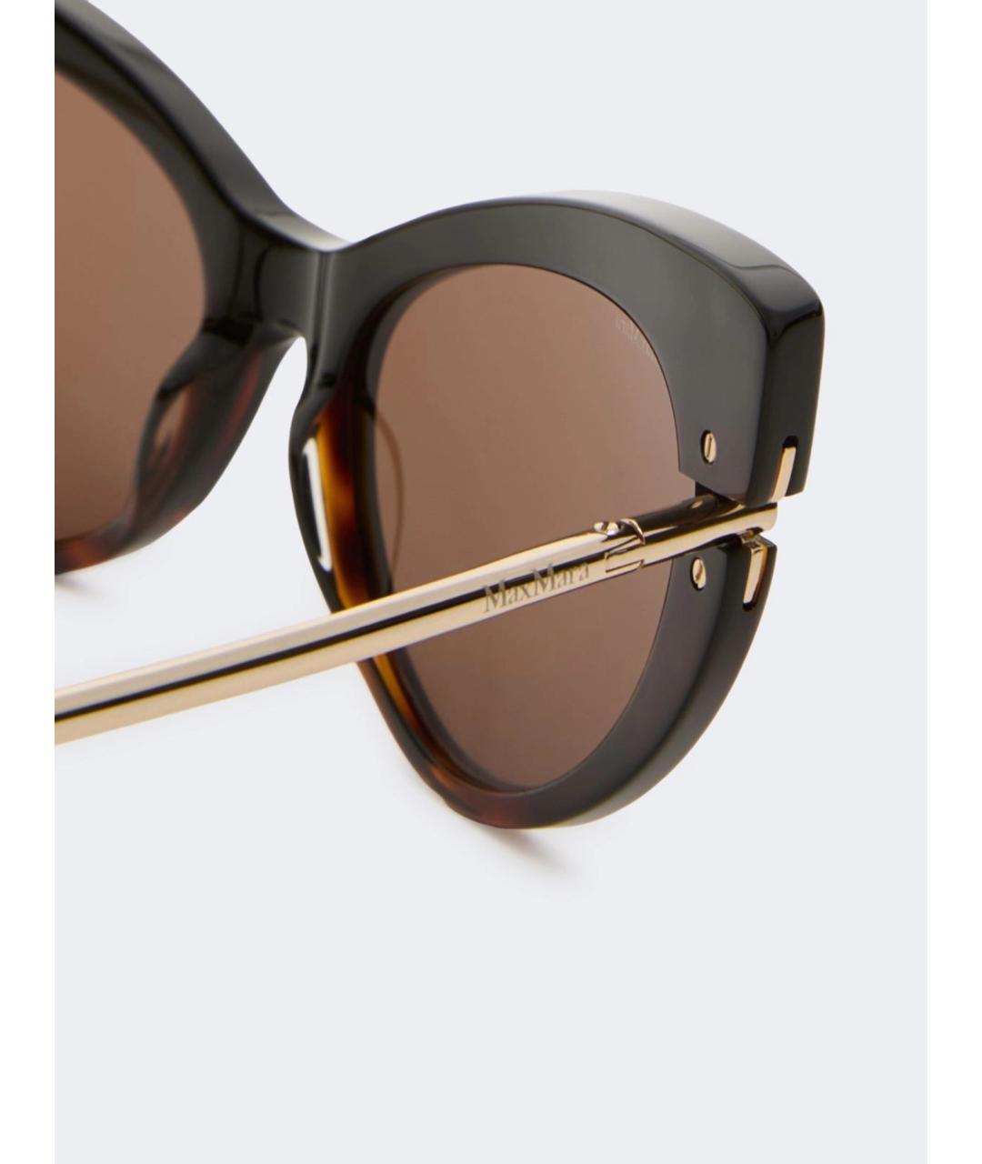 MAX MARA Коричневые металлические солнцезащитные очки, фото 4