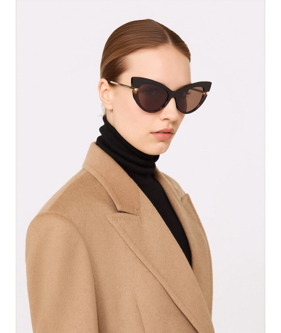 MAX MARA Коричневые металлические солнцезащитные очки, фото 2