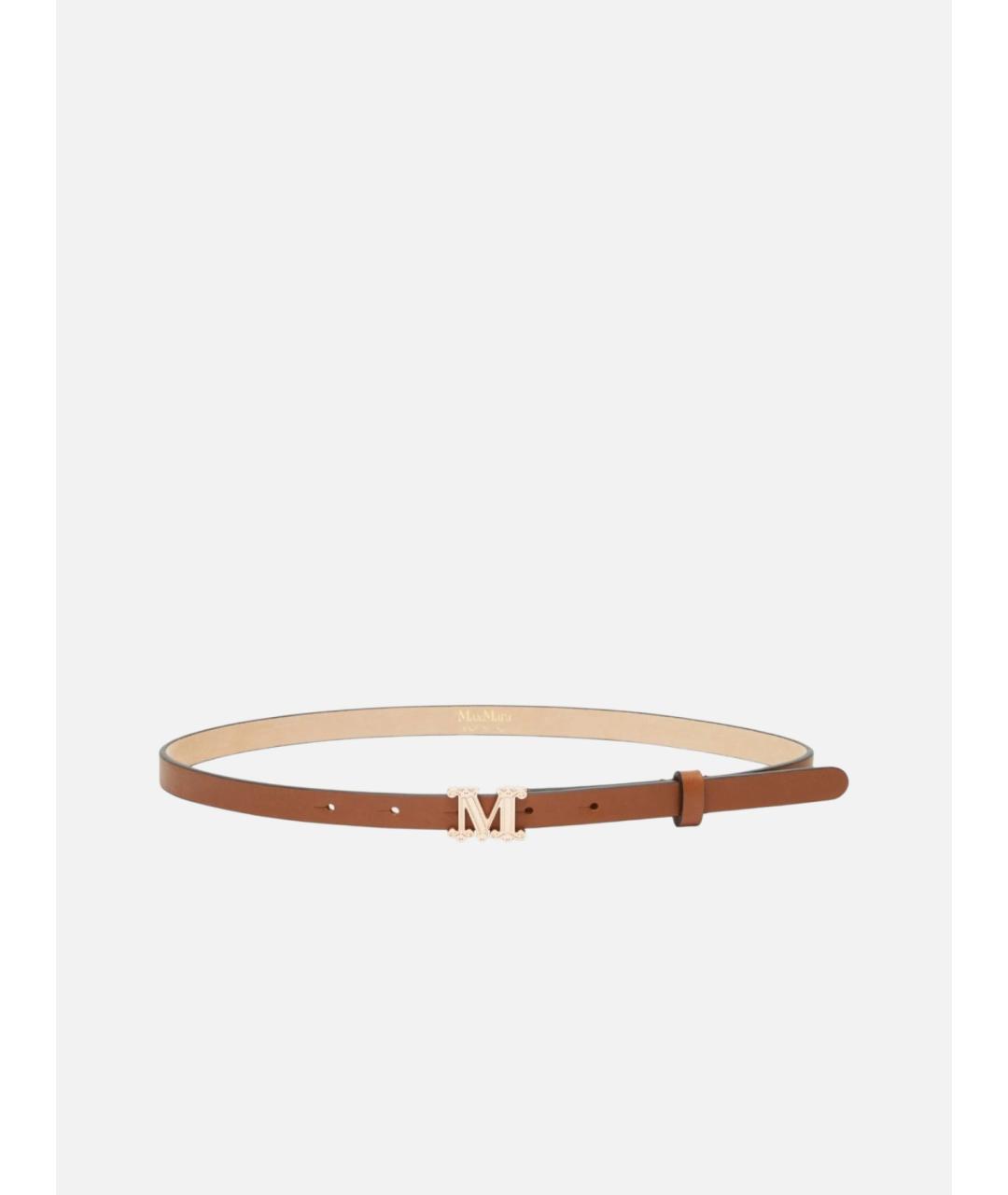 MAX MARA Коричневый кожаный ремень, фото 1