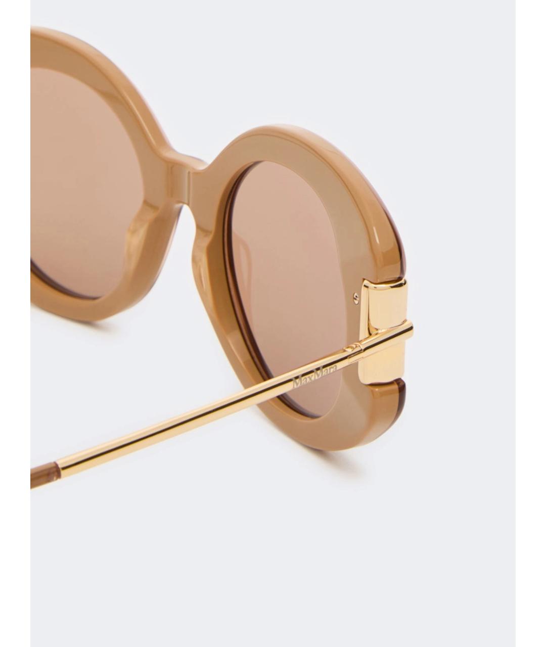 MAX MARA Бежевые пластиковые солнцезащитные очки, фото 3