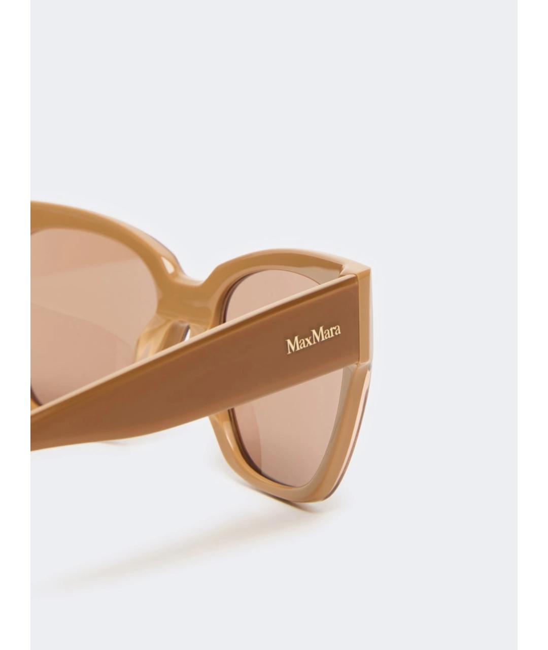 MAX MARA Бежевые пластиковые солнцезащитные очки, фото 4