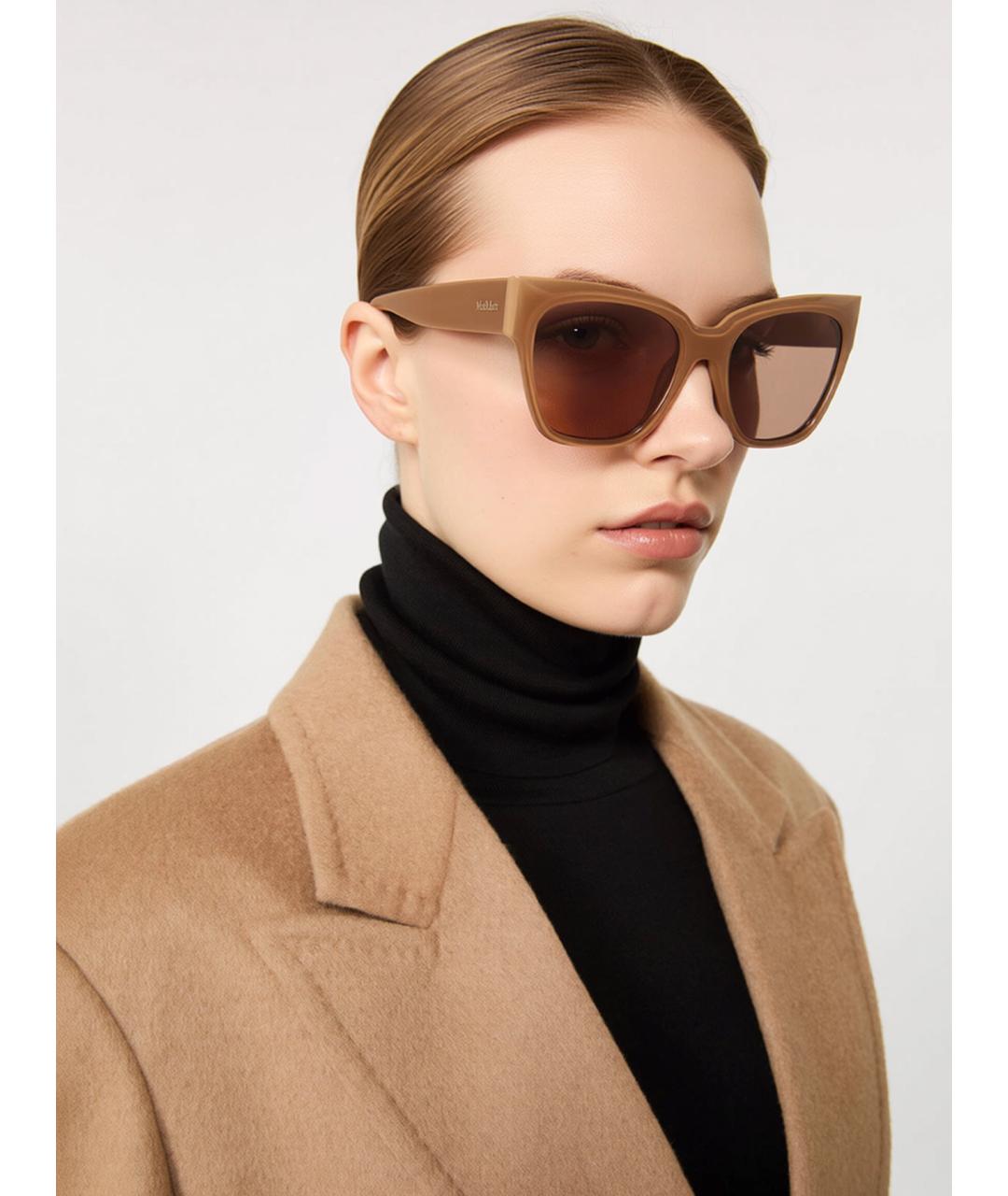 MAX MARA Бежевые пластиковые солнцезащитные очки, фото 2