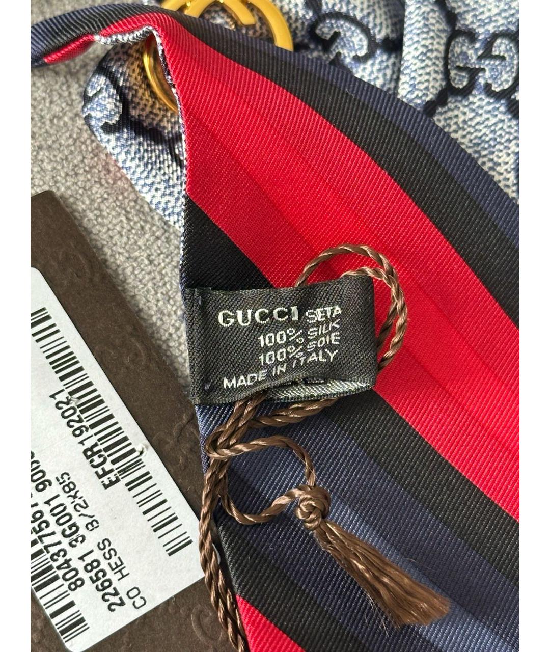 GUCCI Синий шелковый платок, фото 6