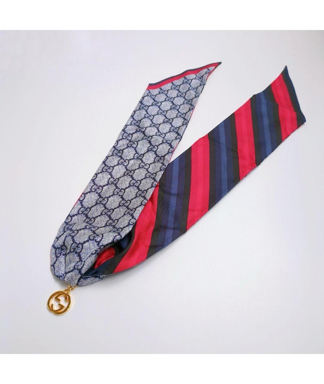 GUCCI Синий шелковый платок, фото 8