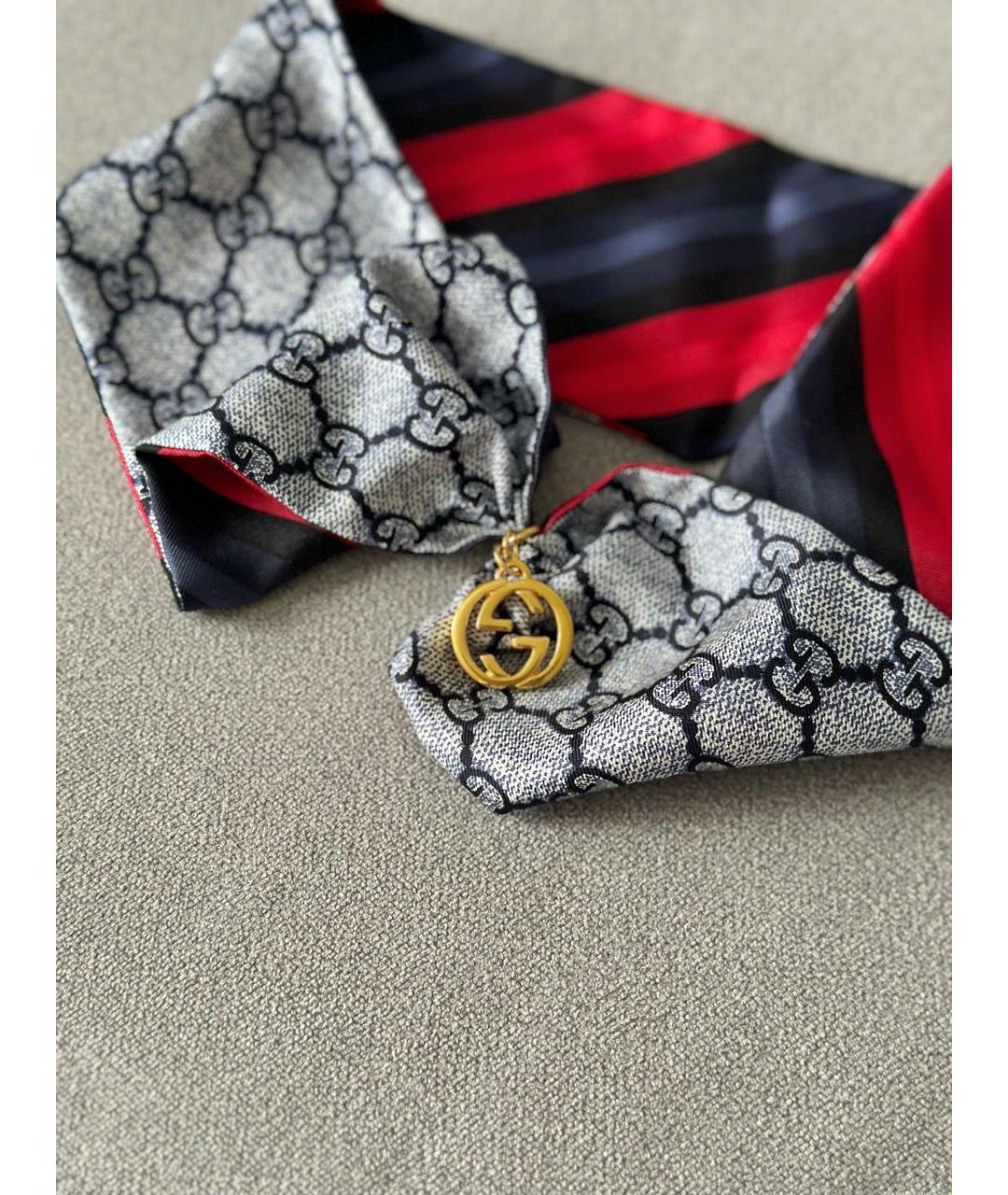 GUCCI Синий шелковый платок, фото 5
