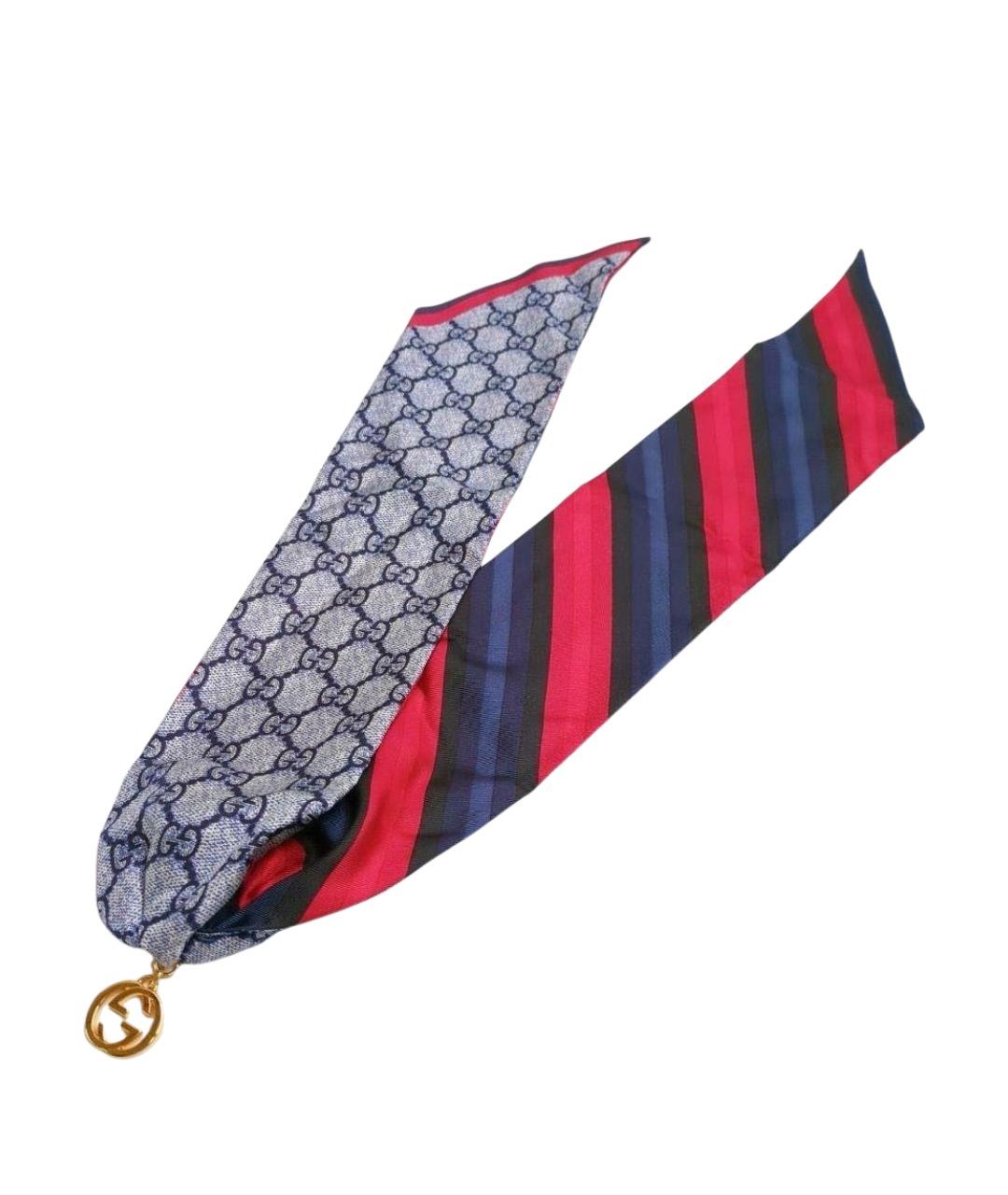 GUCCI Синий шелковый платок, фото 1