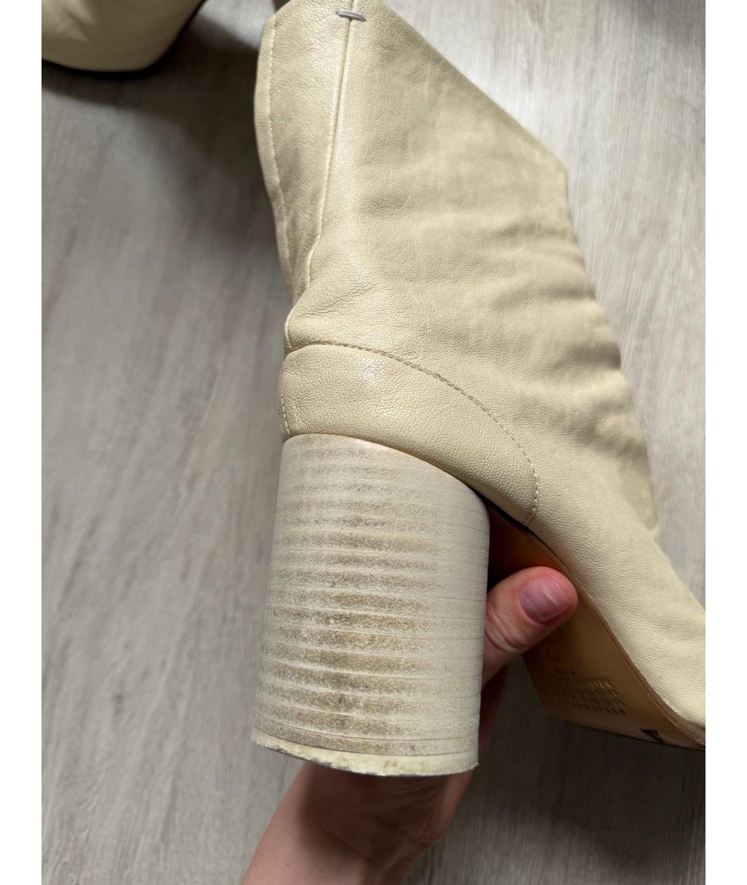 MAISON MARGIELA Бежевые кожаные ботильоны, фото 5