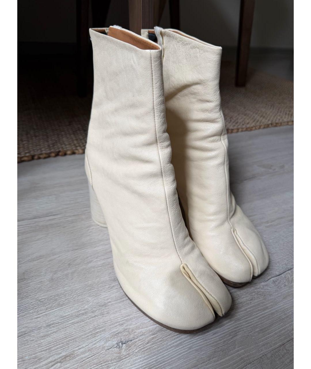 MAISON MARGIELA Бежевые кожаные ботильоны, фото 2