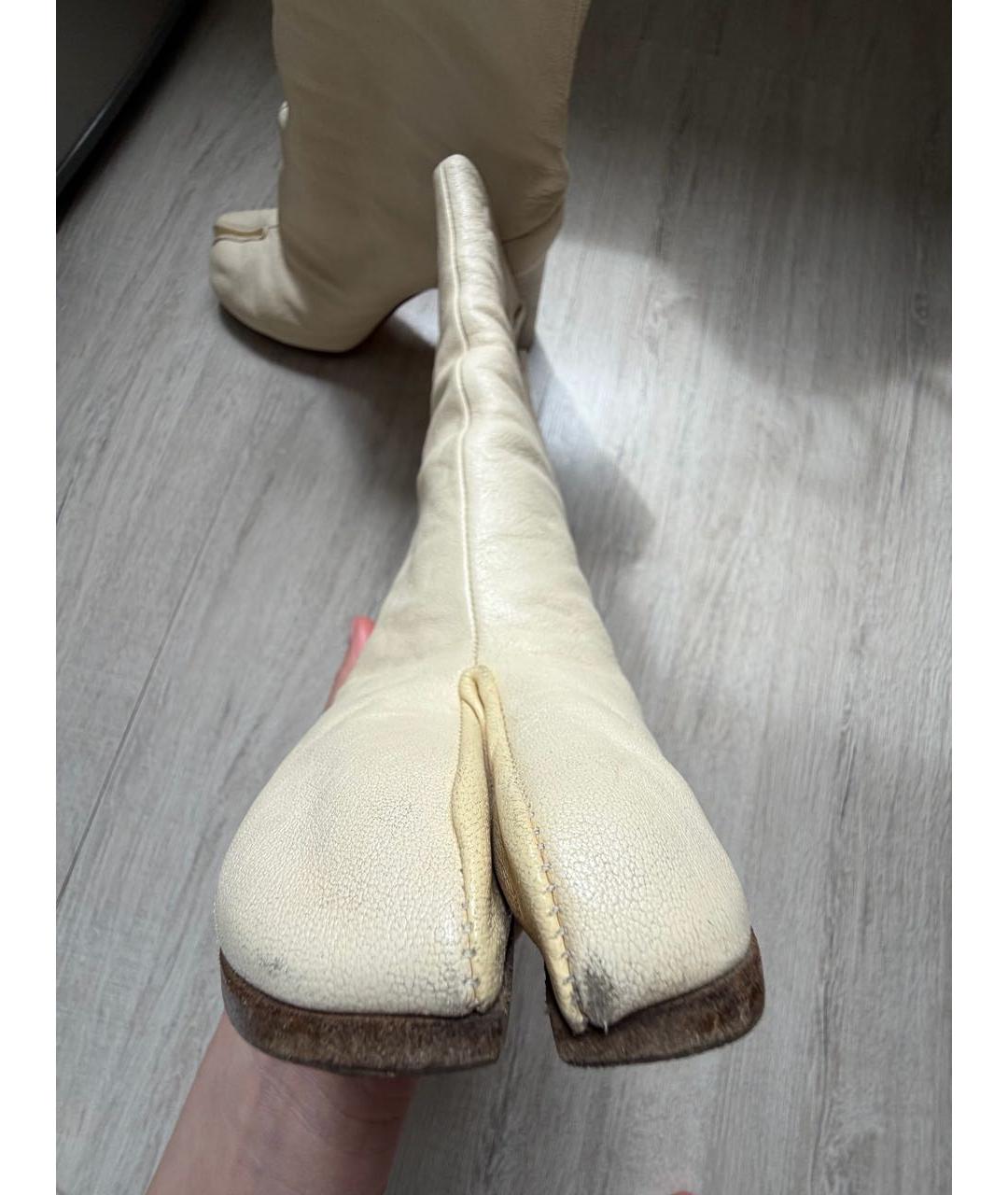 MAISON MARGIELA Бежевые кожаные ботильоны, фото 6